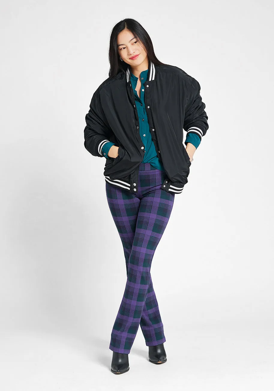 Straight Leg | Two-Pocket Dress Pant Yoga Pants (Grape Geometric Check) sold by Betabrand product image thumbnail 4