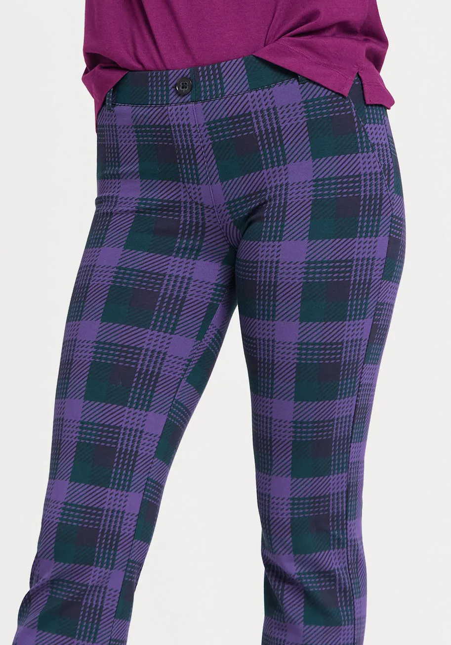 Straight Leg | Two-Pocket Dress Pant Yoga Pants (Grape Geometric Check) sold by Betabrand product image thumbnail 2