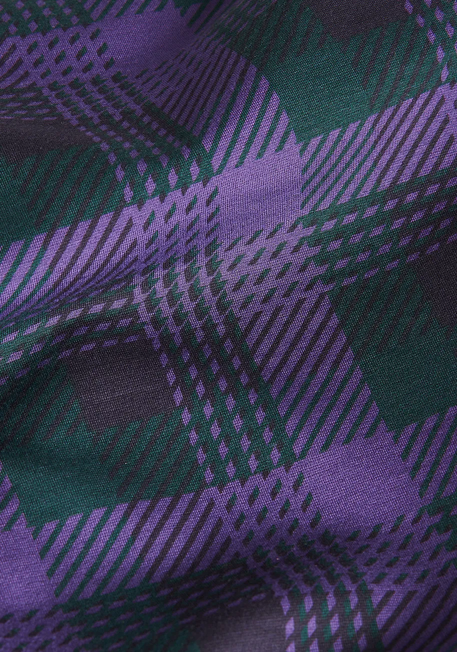 Straight Leg | Two-Pocket Dress Pant Yoga Pants (Grape Geometric Check) sold by Betabrand product image thumbnail 5