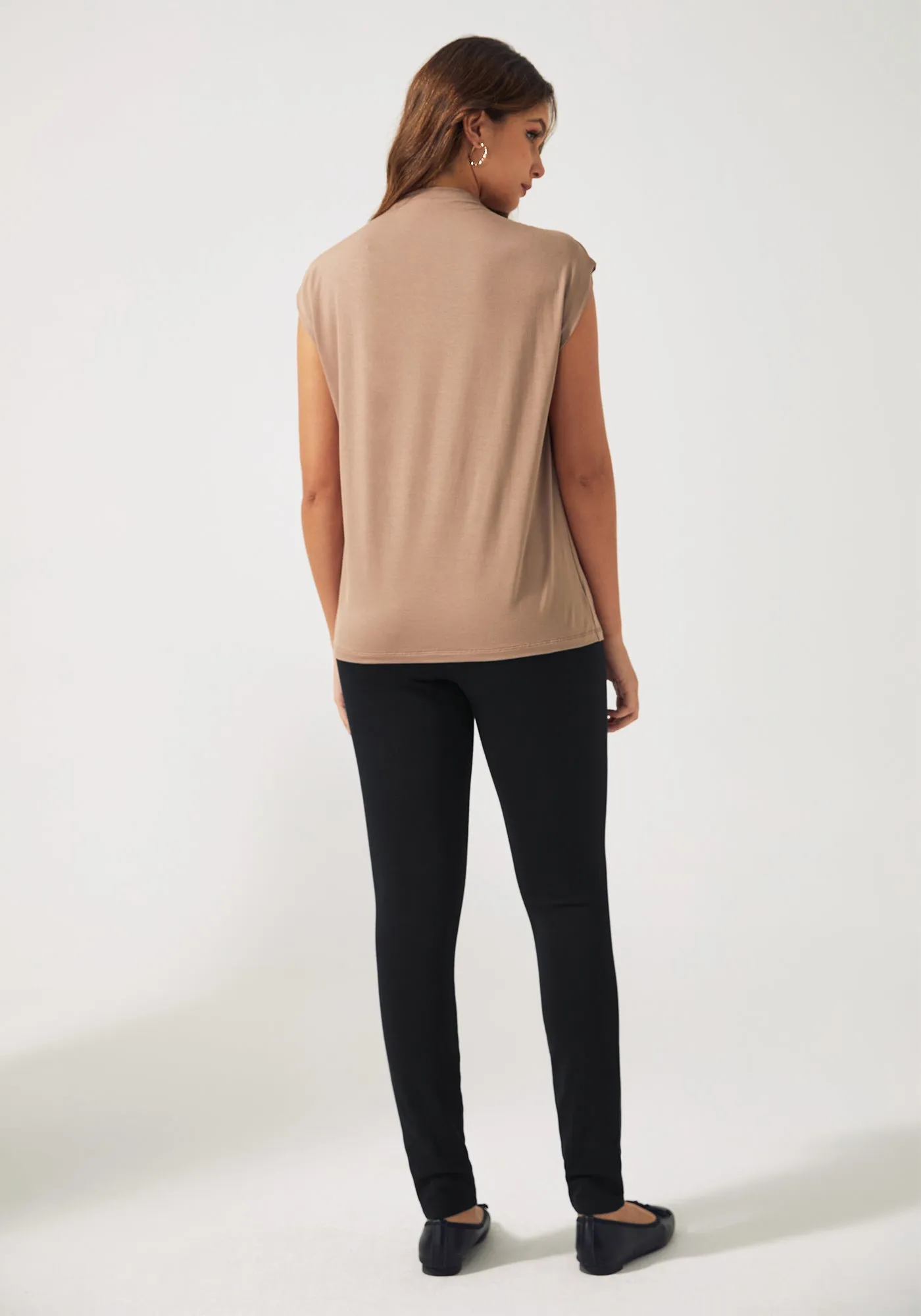 Cap Sleeve Mockneck (Taupe) sold by Betabrand product image thumbnail 2