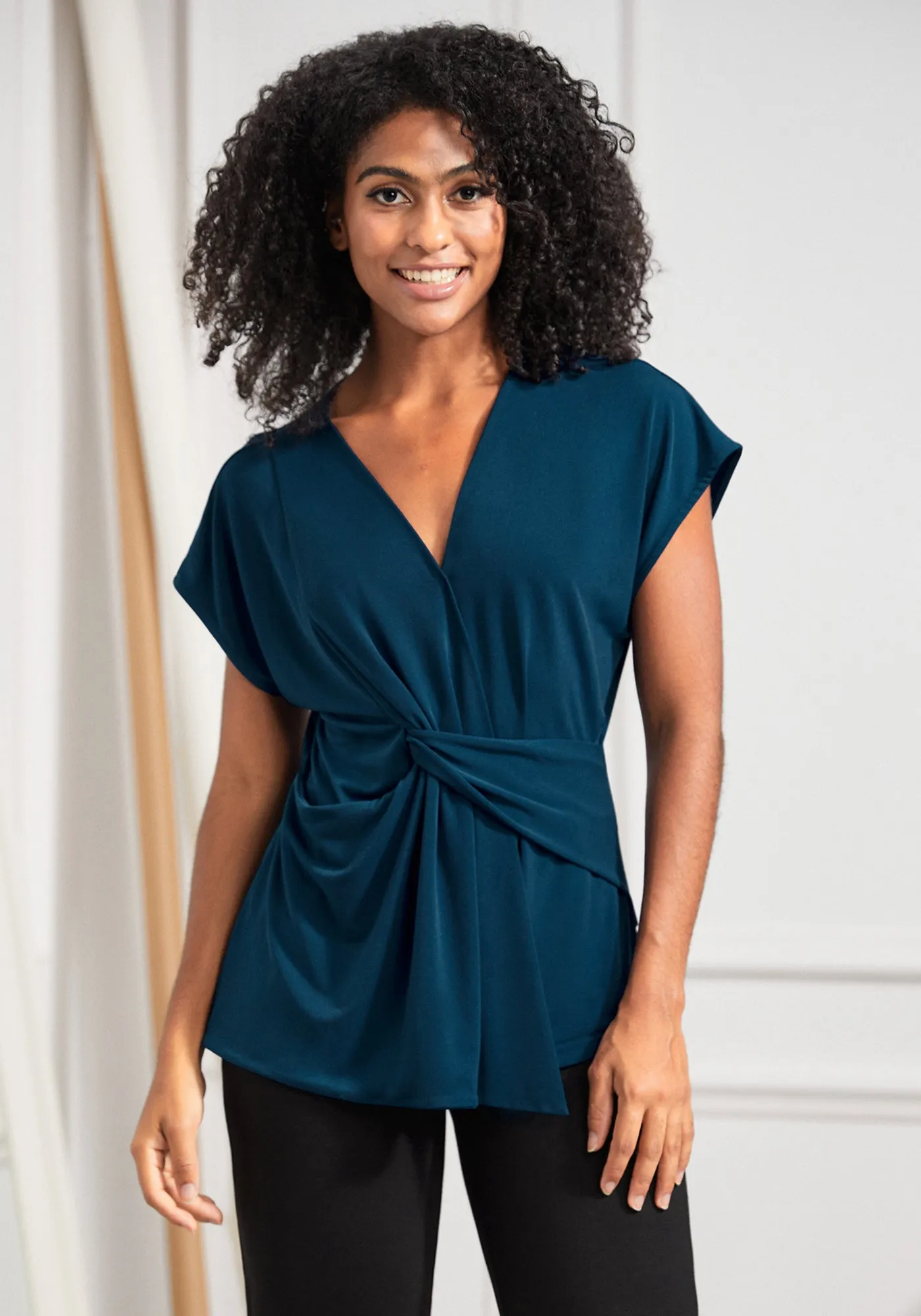 Twist-Front Cap Sleeve (Dark Ocean) sold by Betabrand product image thumbnail 2