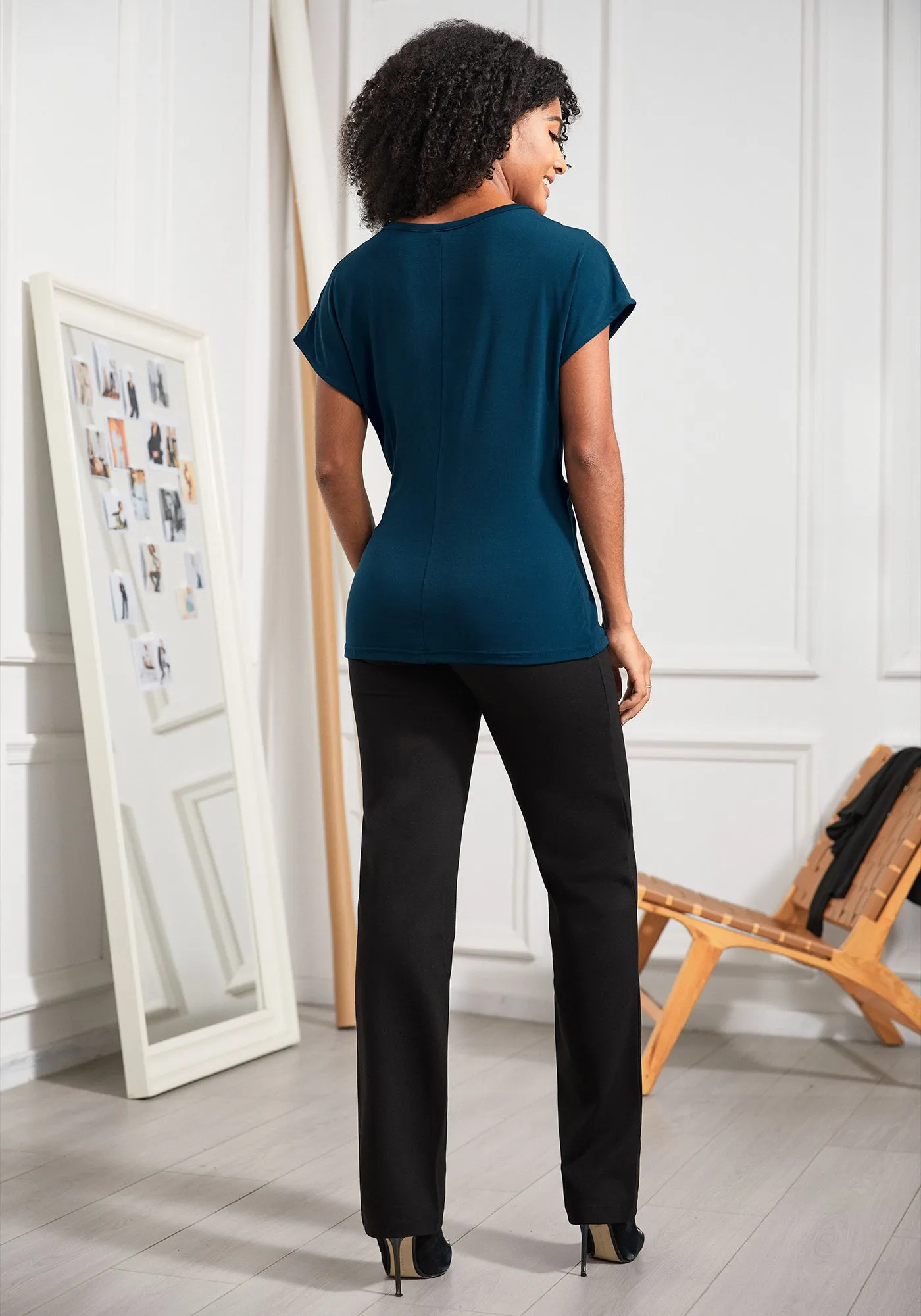 Twist-Front Cap Sleeve (Dark Ocean) sold by Betabrand product image thumbnail 4