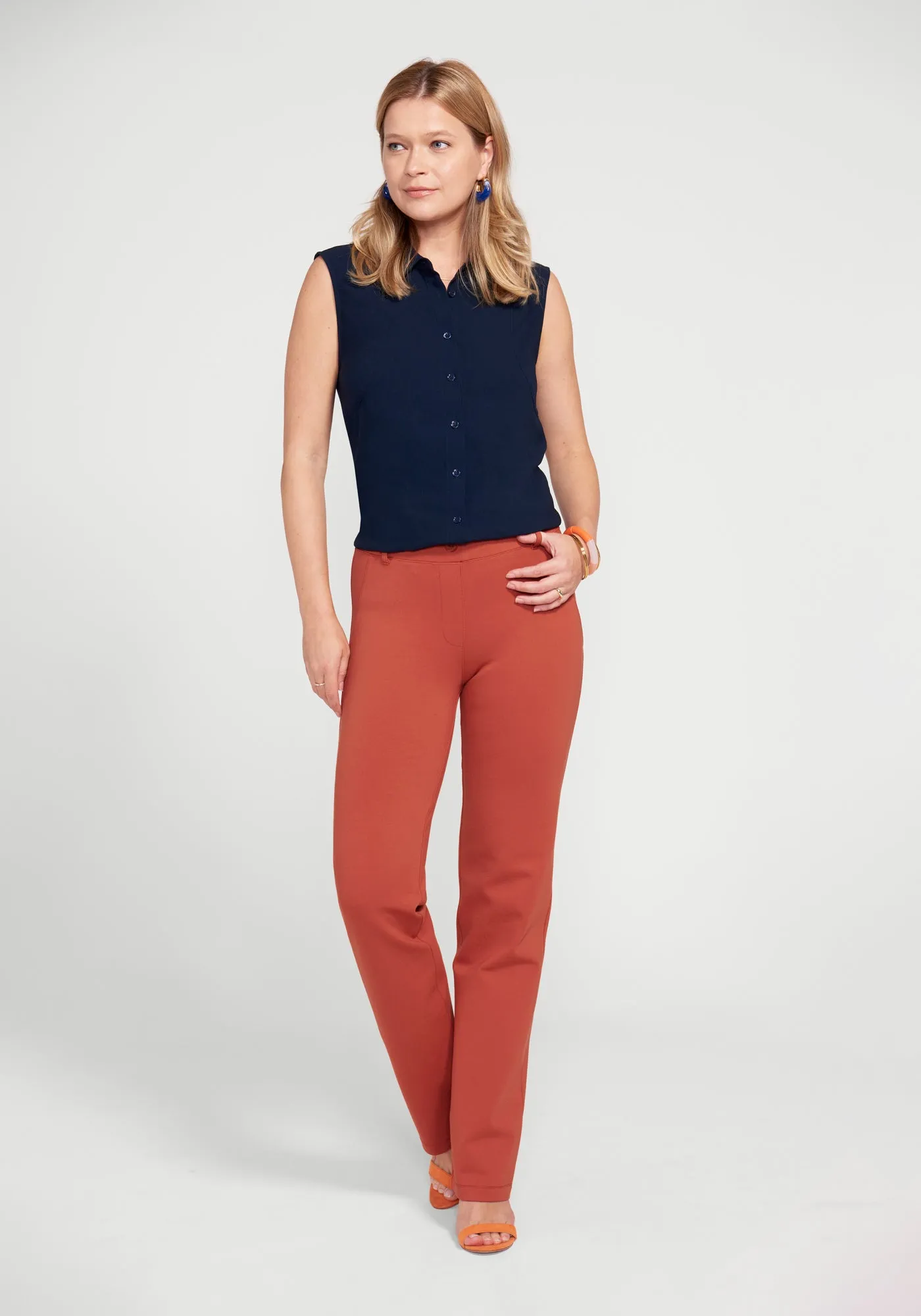 Classic Dress Pant Yoga Pant | Straight (Burnished Coral) sold by Betabrand