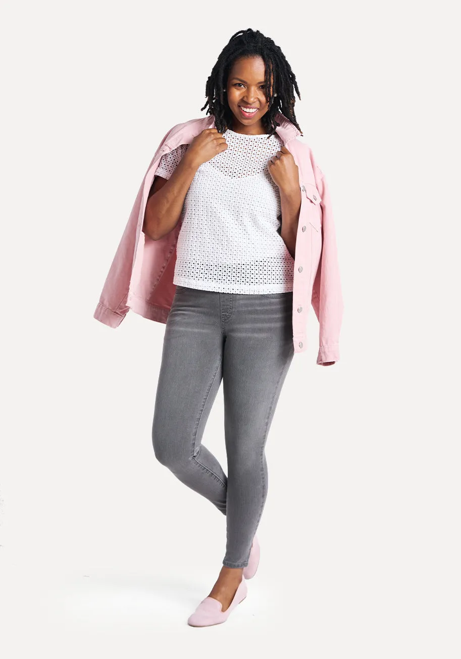 Skinny-Leg | 4-Pocket Betabrand Yoga Denim (Rinsed Gray) sold by Betabrand product image thumbnail 4