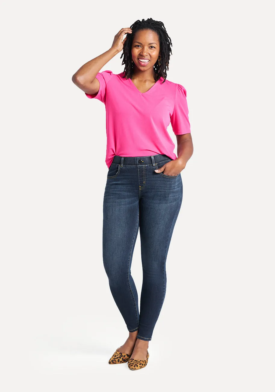 Skinny-Leg | 4-Pocket Betabrand Yoga Denim (Dark Vintage Wash) sold by Betabrand