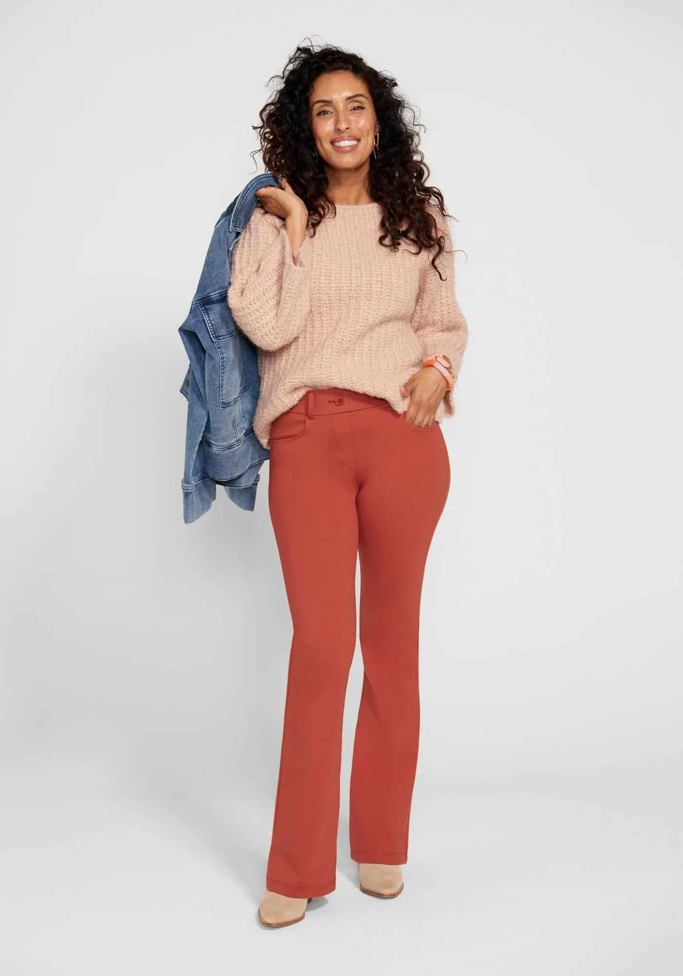 7-Pocket Dress Pant Yoga Pant | Bootcut (Burnished Coral) sold by Betabrand product image thumbnail 4
