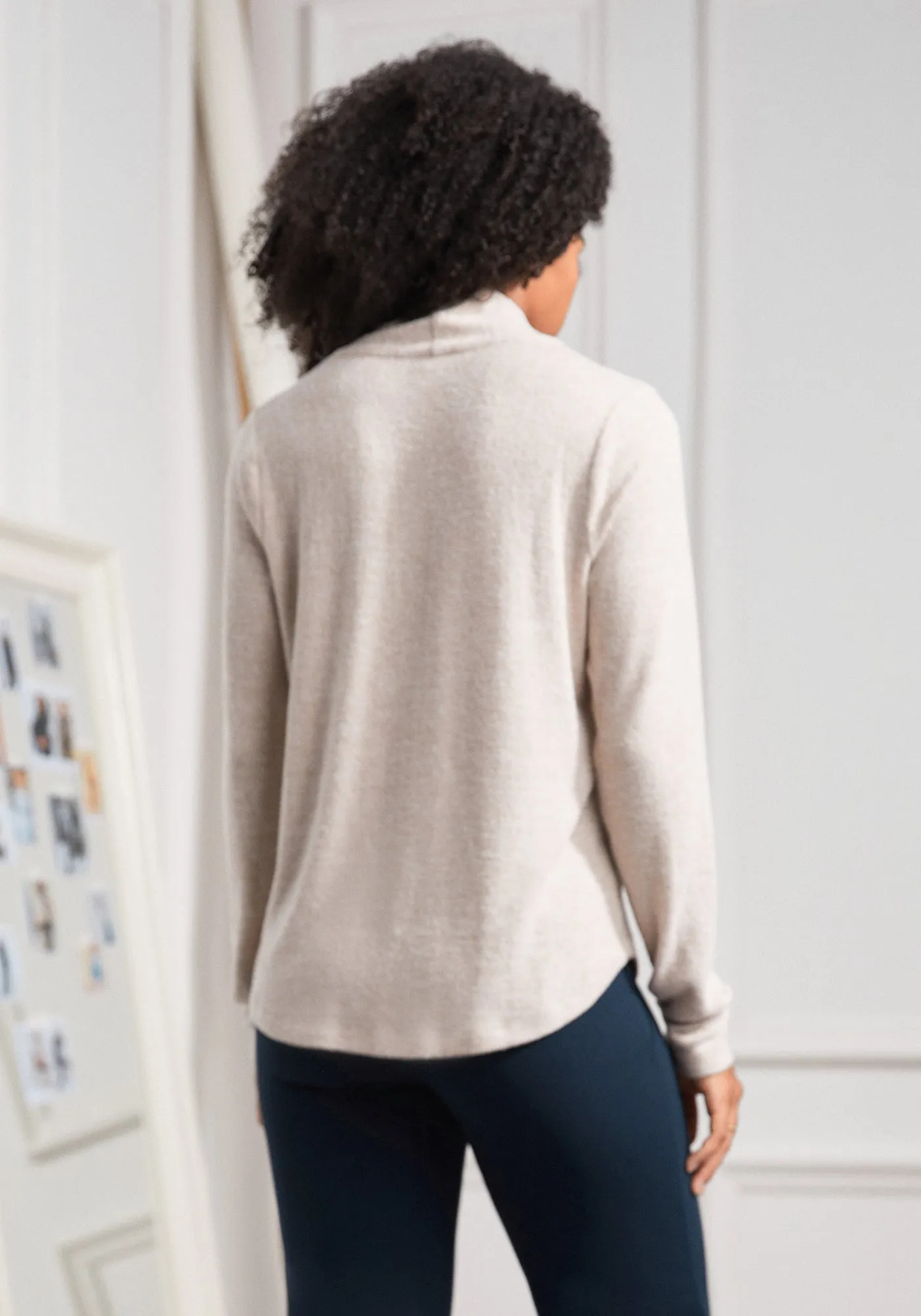 UltraEase Pleated V-Neck Top (Ivory) sold by Betabrand product image thumbnail 3