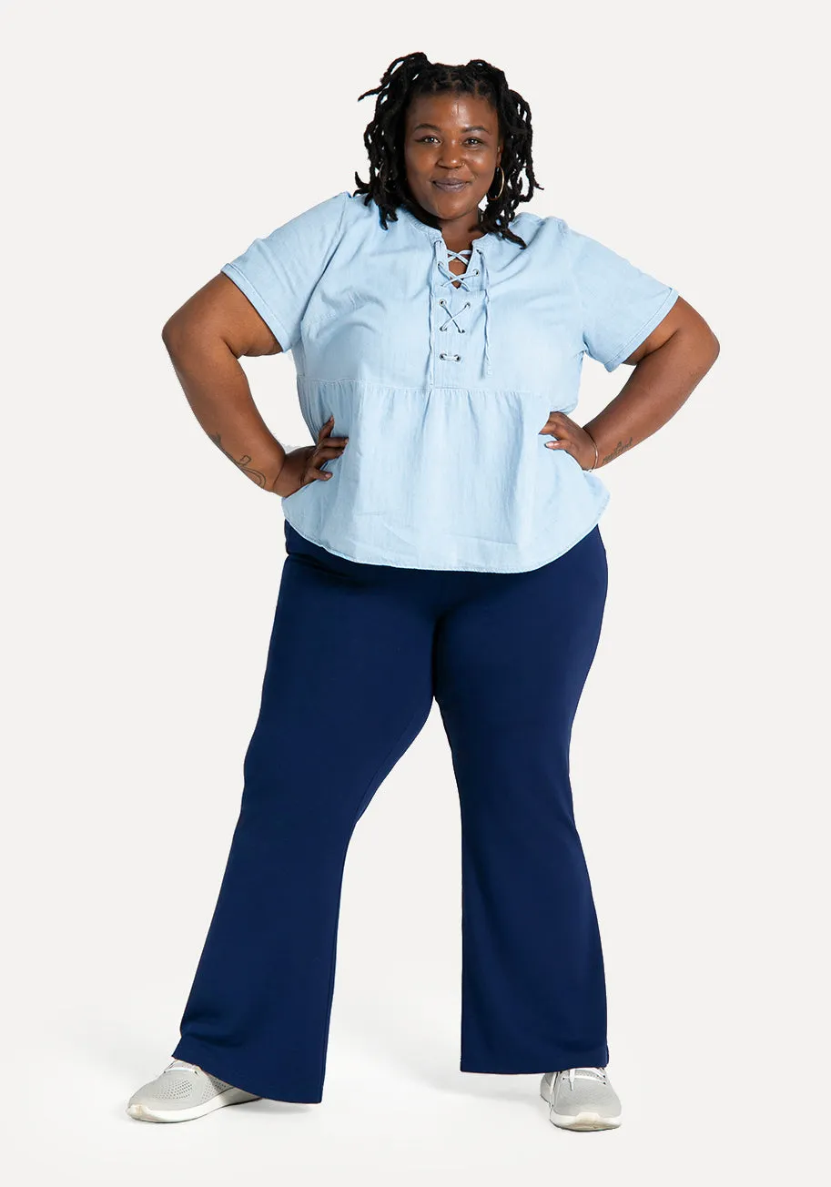 Wide-Leg Two-Pocket Dress Pant Yoga Pants (Navy) sold by Betabrand product image thumbnail 4
