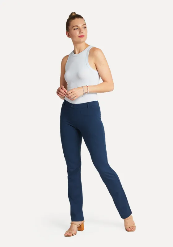 Straight Leg | Two-Pocket Dress Pant Yoga Pants (Navy Basketweave) sold by Betabrand