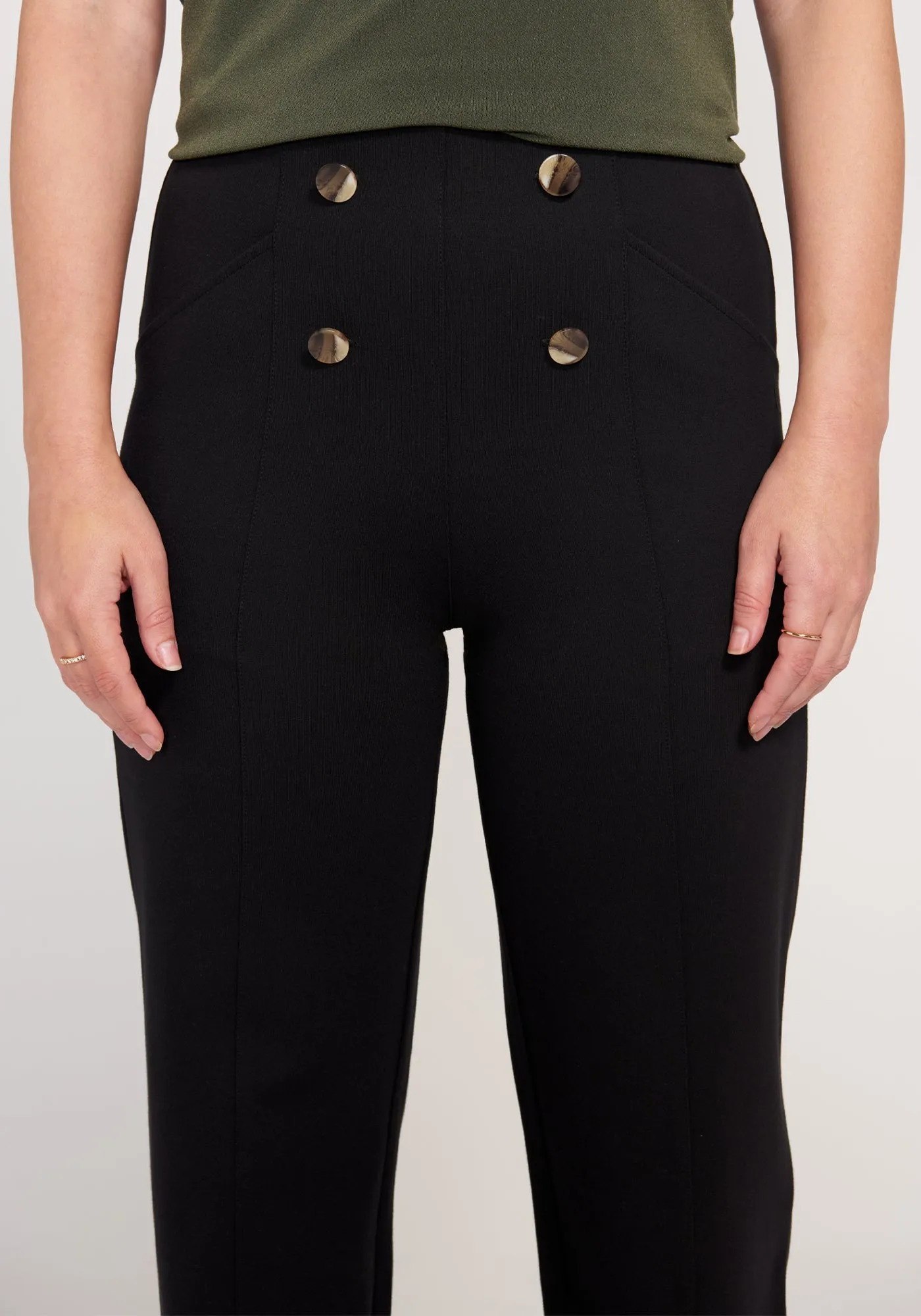 Atlantic DPYP™ Dress Pant Yoga Pants | Wide (Black) sold by Betabrand