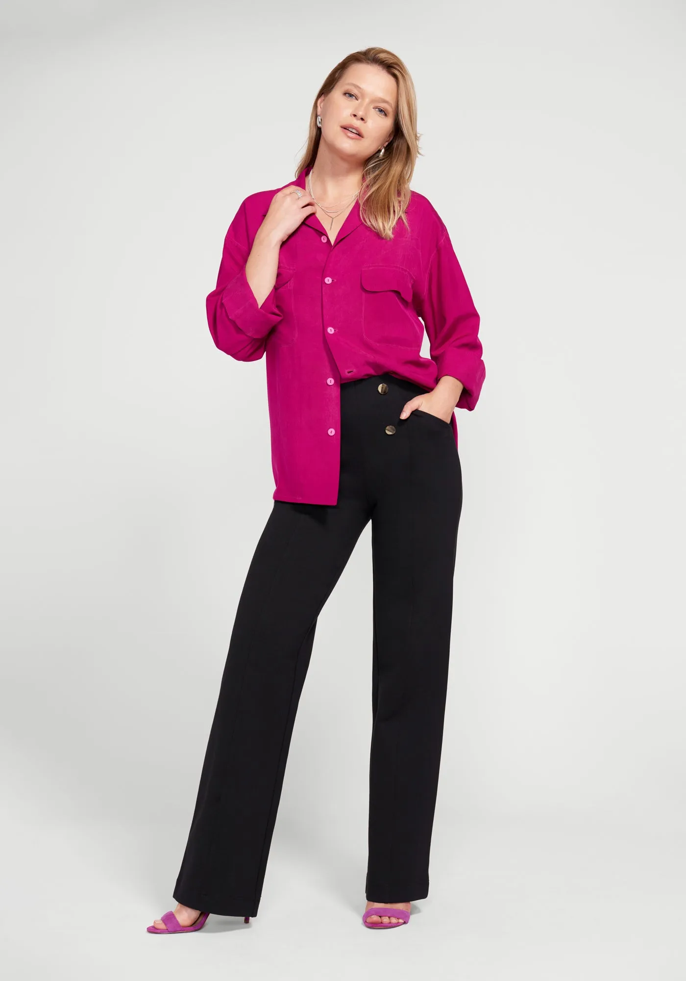 Atlantic DPYP™ Dress Pant Yoga Pants | Wide (Black) sold by Betabrand product image thumbnail 4