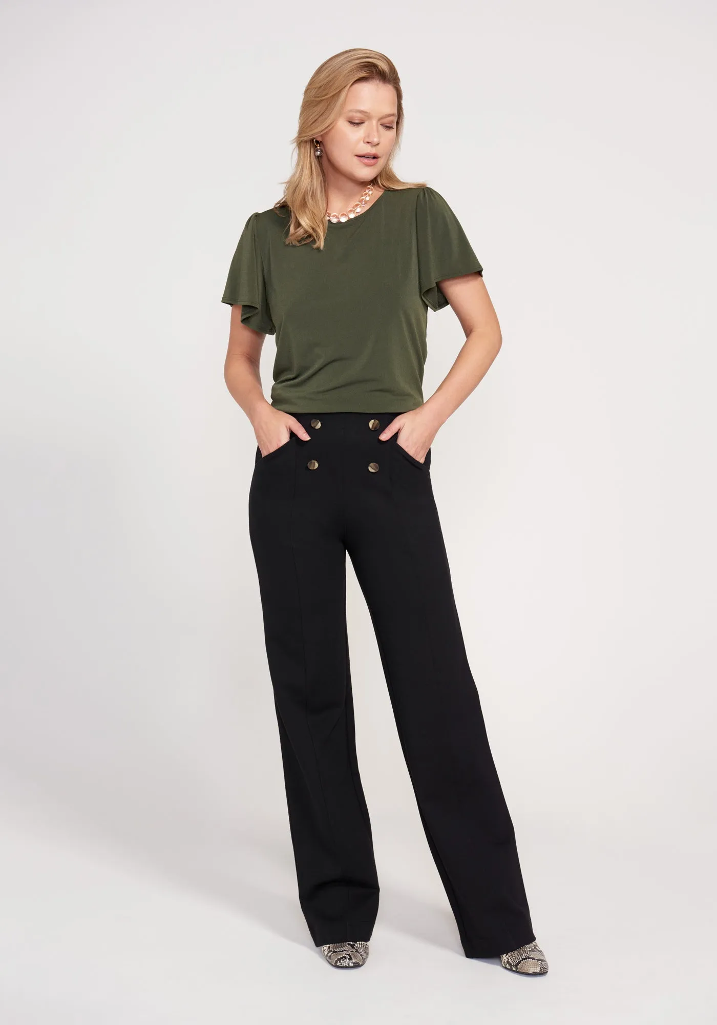 Atlantic DPYP™ Dress Pant Yoga Pants | Wide (Black) sold by Betabrand product image thumbnail 2