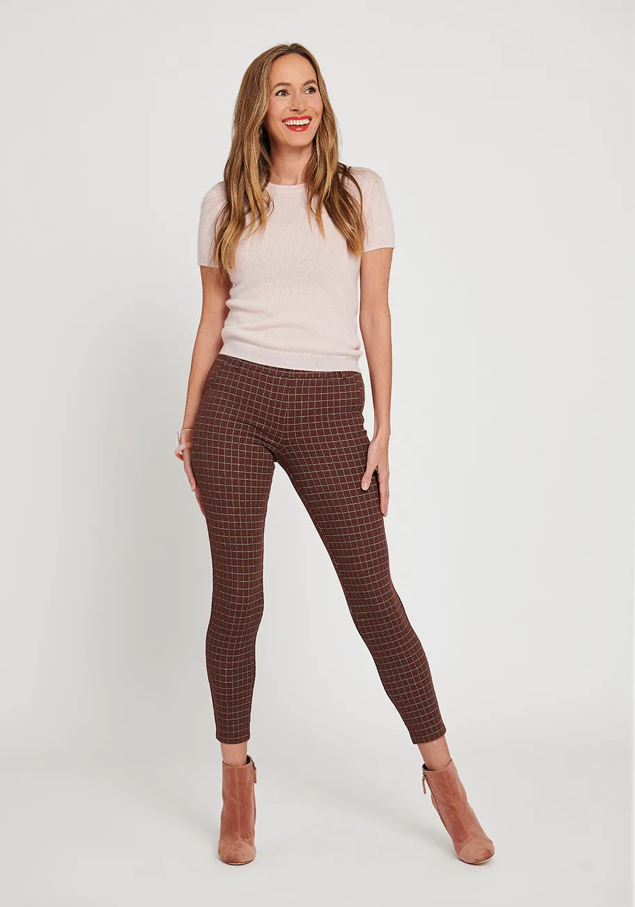 Classic Dress Pant Yoga Pant | Skinny (Driftwood Check) sold by Betabrand