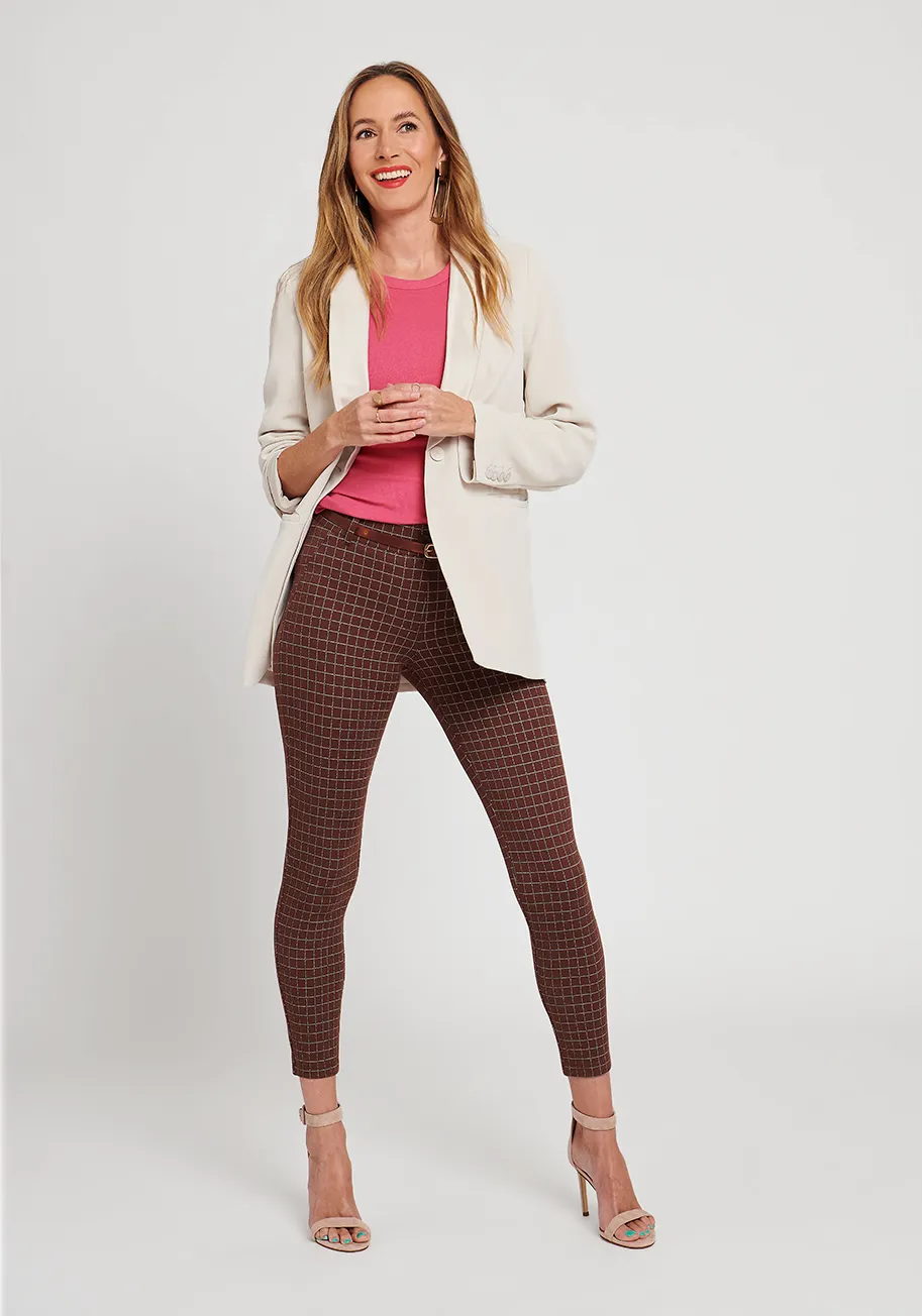 Classic Dress Pant Yoga Pant | Skinny (Driftwood Check) sold by Betabrand product image thumbnail 4