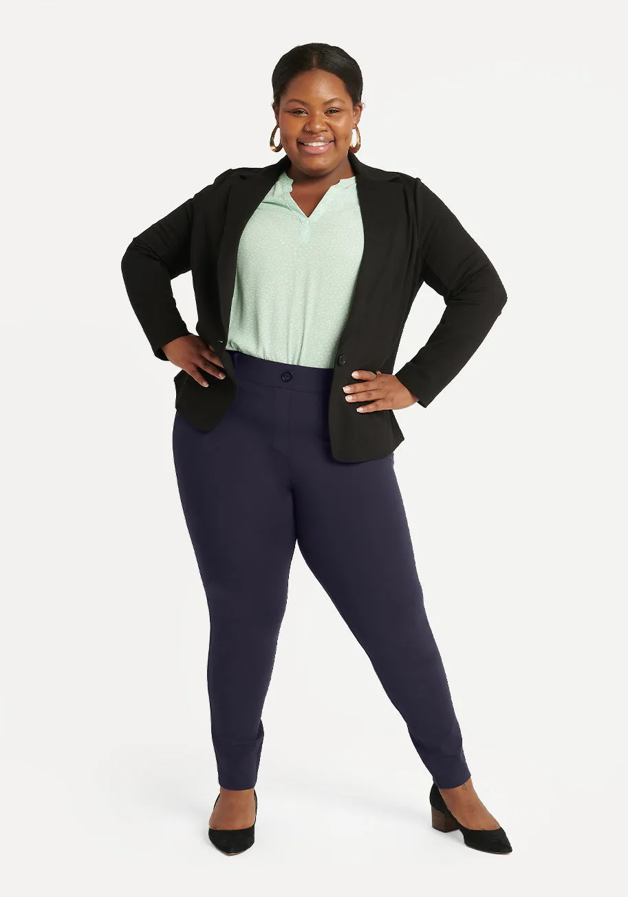 Skinny-Leg | Two-Pocket Dress Pant Yoga Pants (Navy) sold by Betabrand