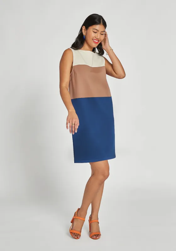 Colorblock Shift Dress (Starry Night) sold by Betabrand