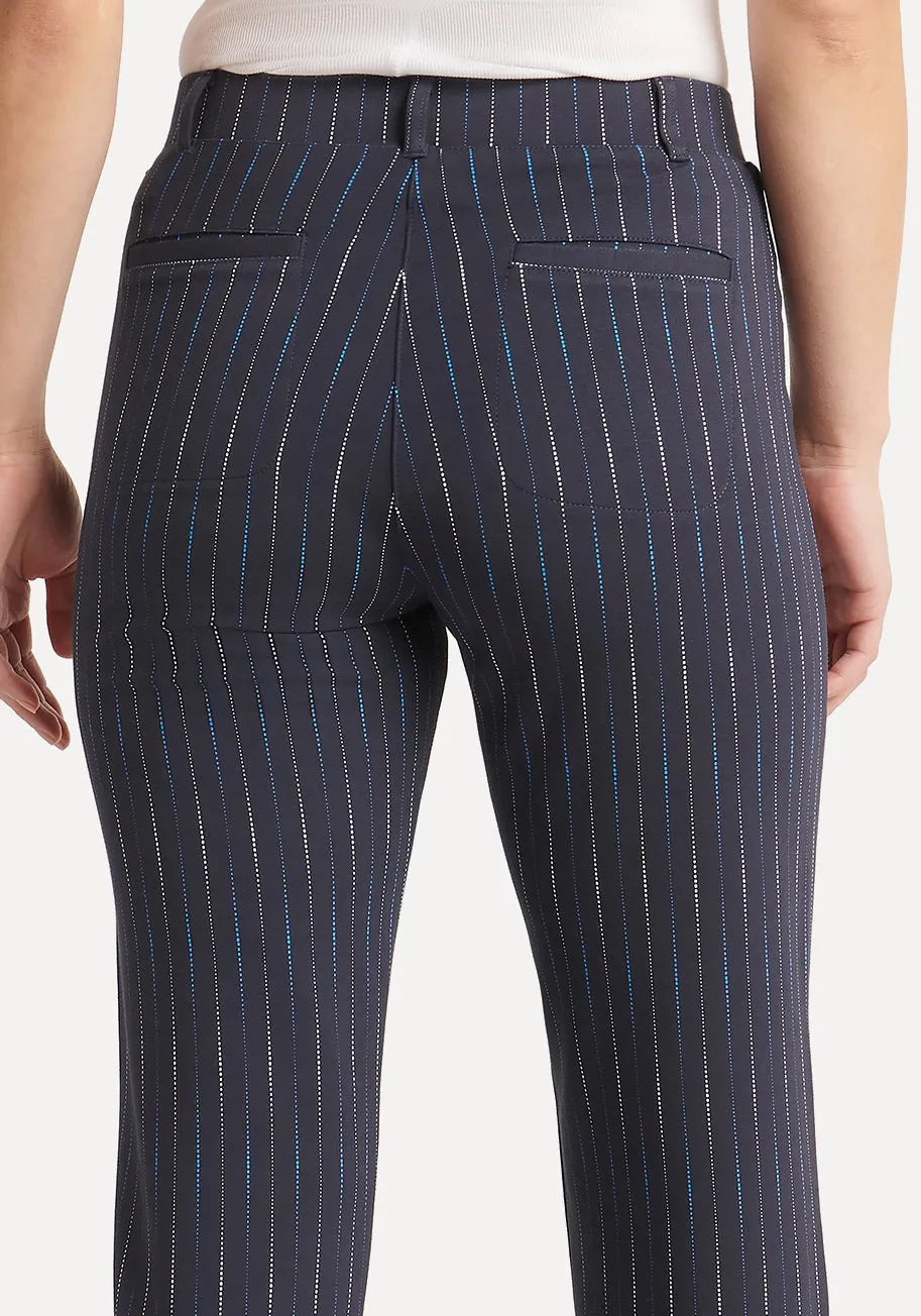 Crop | Cosmo Lite Dress Pant Yoga Pants (Navy Ombre Pinstripe) sold by Betabrand product image thumbnail 3