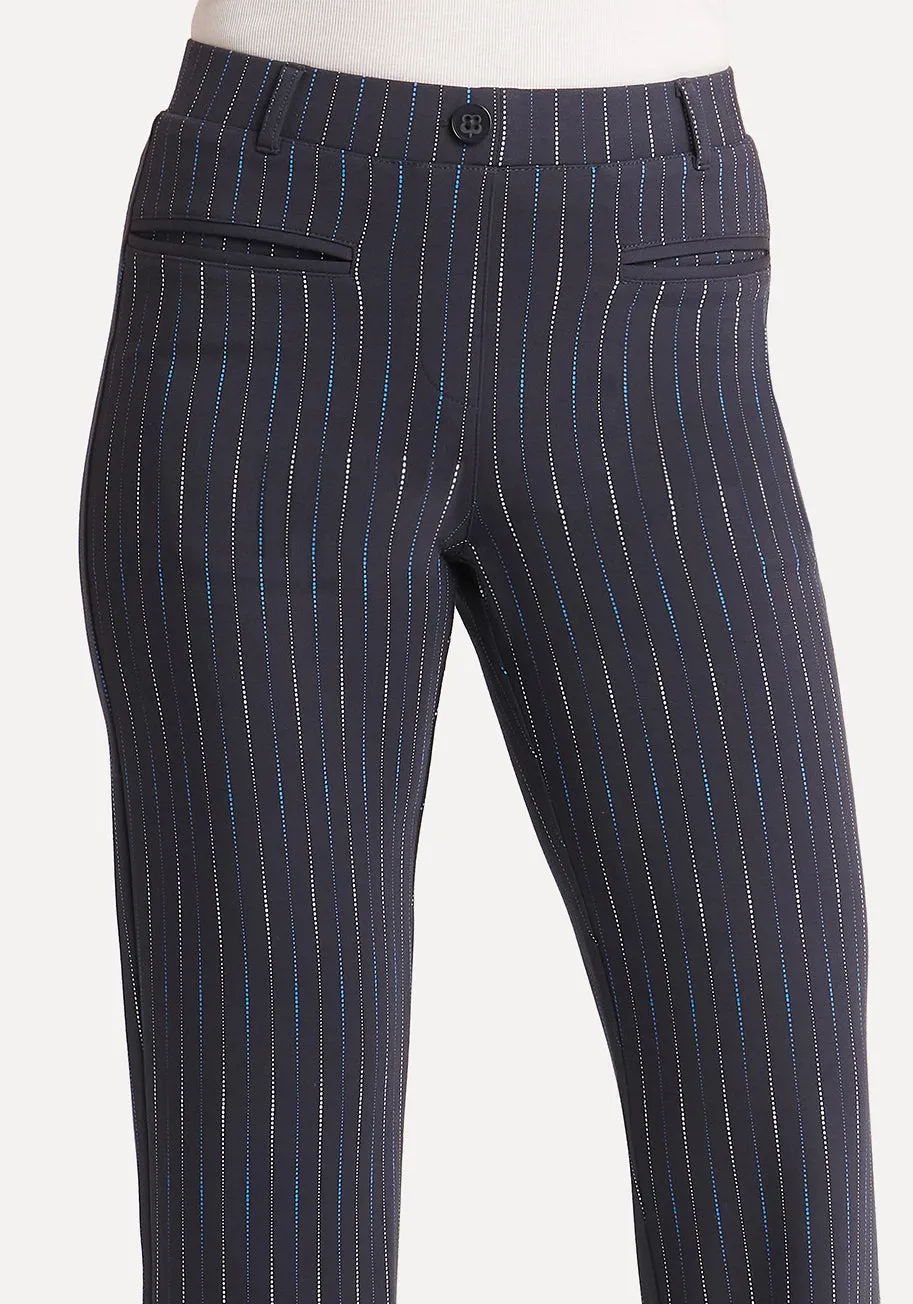 Crop | Cosmo Lite Dress Pant Yoga Pants (Navy Ombre Pinstripe) sold by Betabrand product image thumbnail 2
