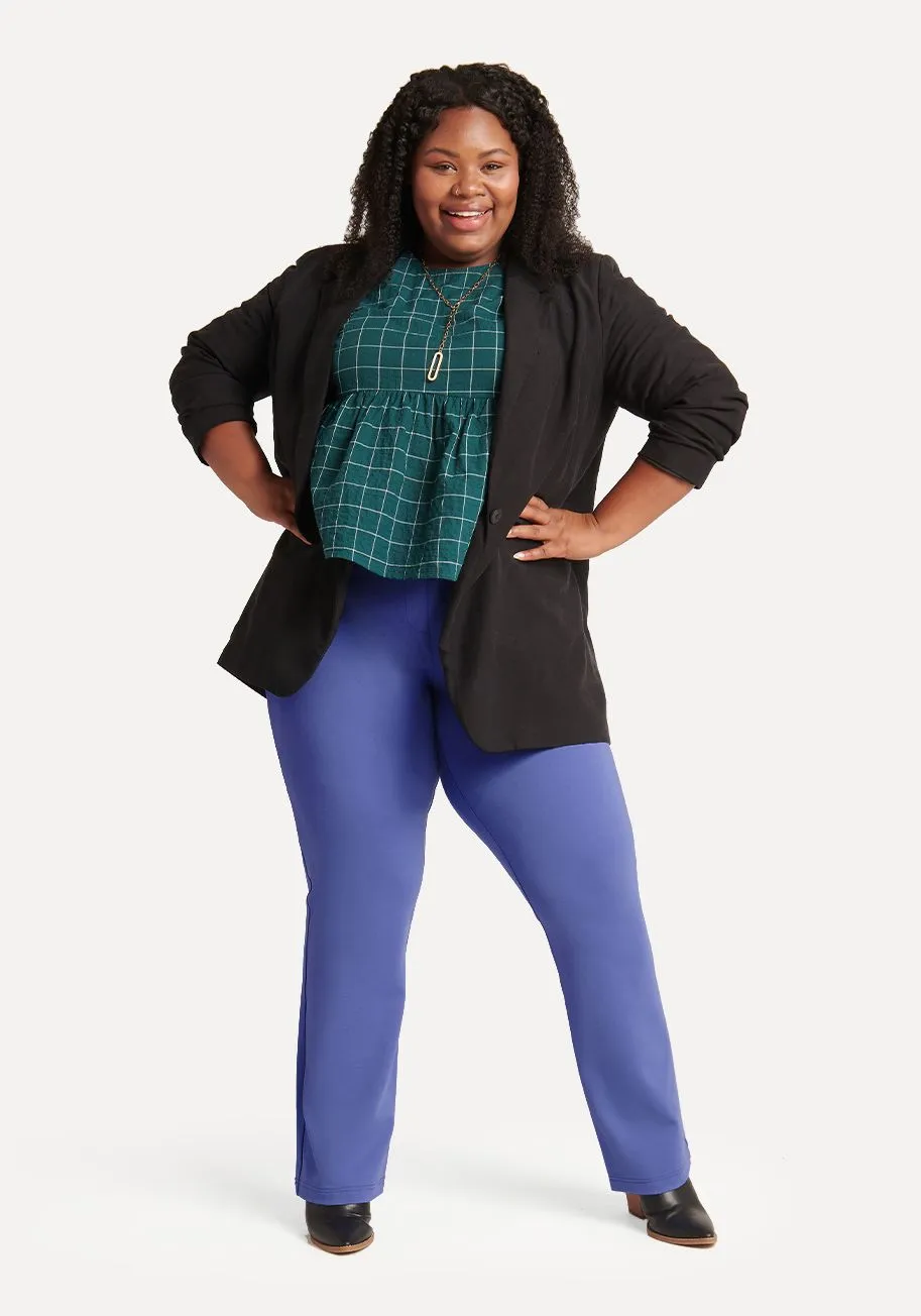 Straight-Leg | Two-Pocket Dress Pant Yoga Pants (Blue Iris) sold by Betabrand