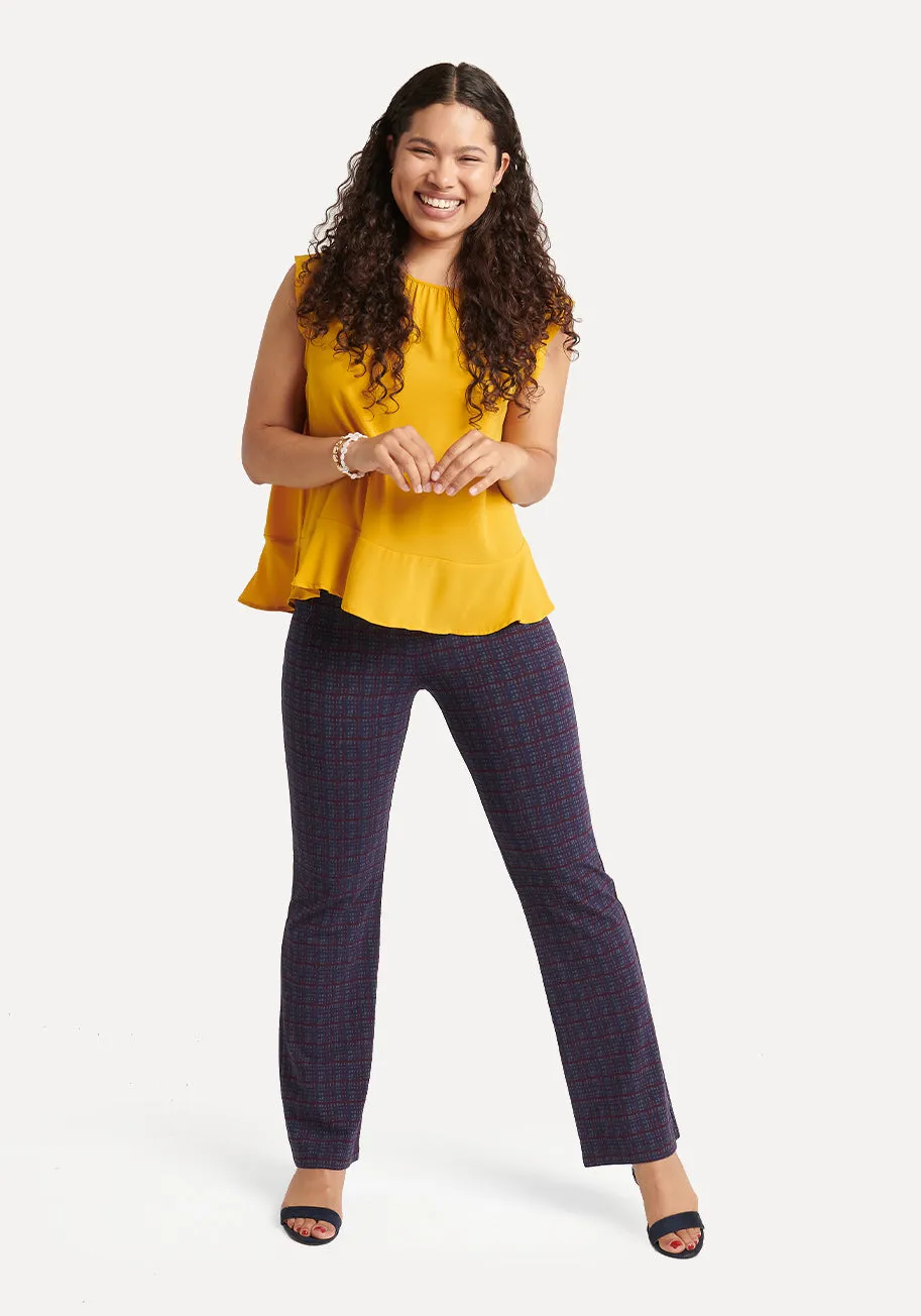 Boot Cut | Two-Pocket Dress Pant Yoga Pants (Violet Plaid) sold by Betabrand product image thumbnail 5