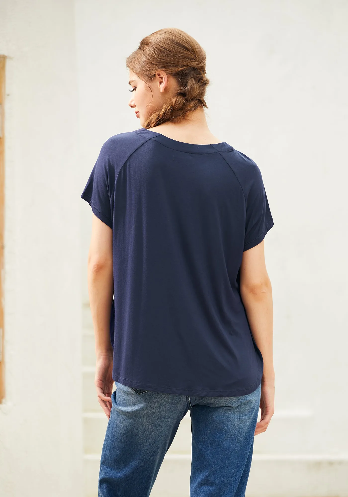 Essential Split Hem Short Sleeve (Navy) sold by Betabrand product image thumbnail 3