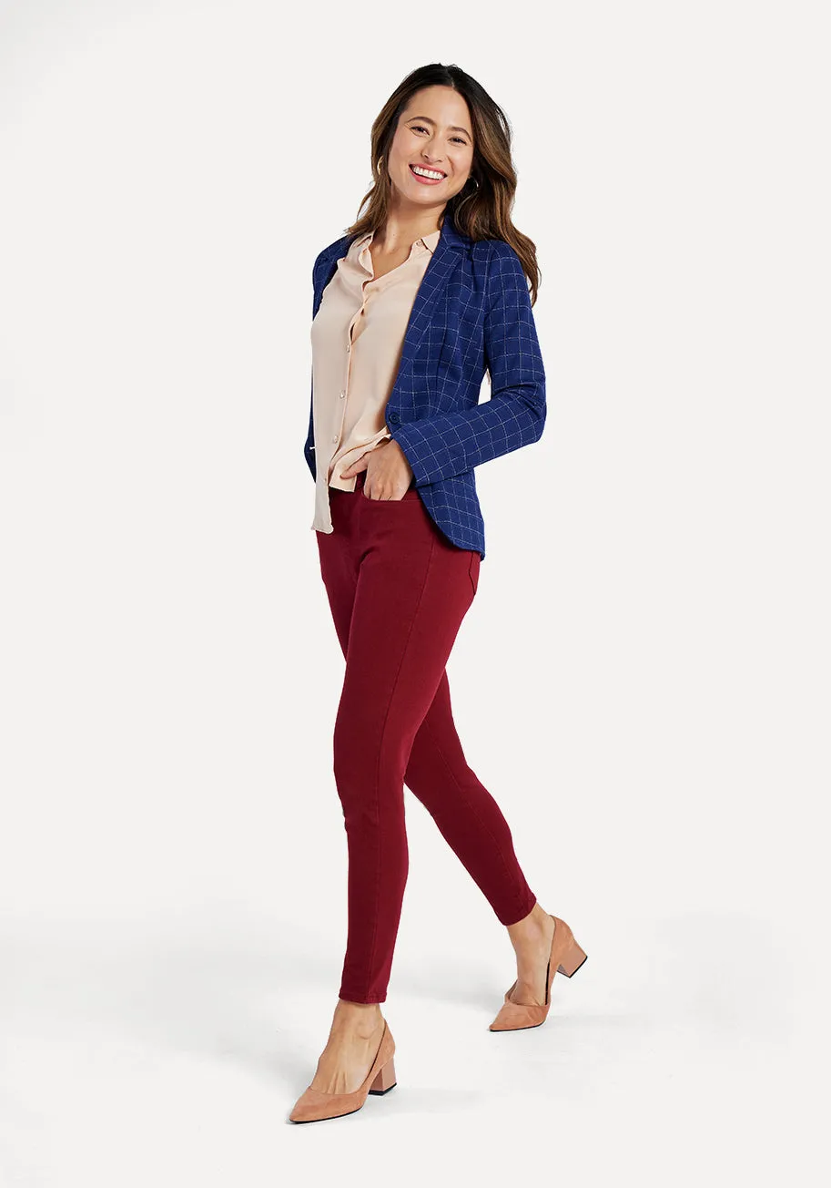 Skinny-Leg | 4-Pocket Betabrand Yoga Denim (Oxblood) sold by Betabrand product image thumbnail 5