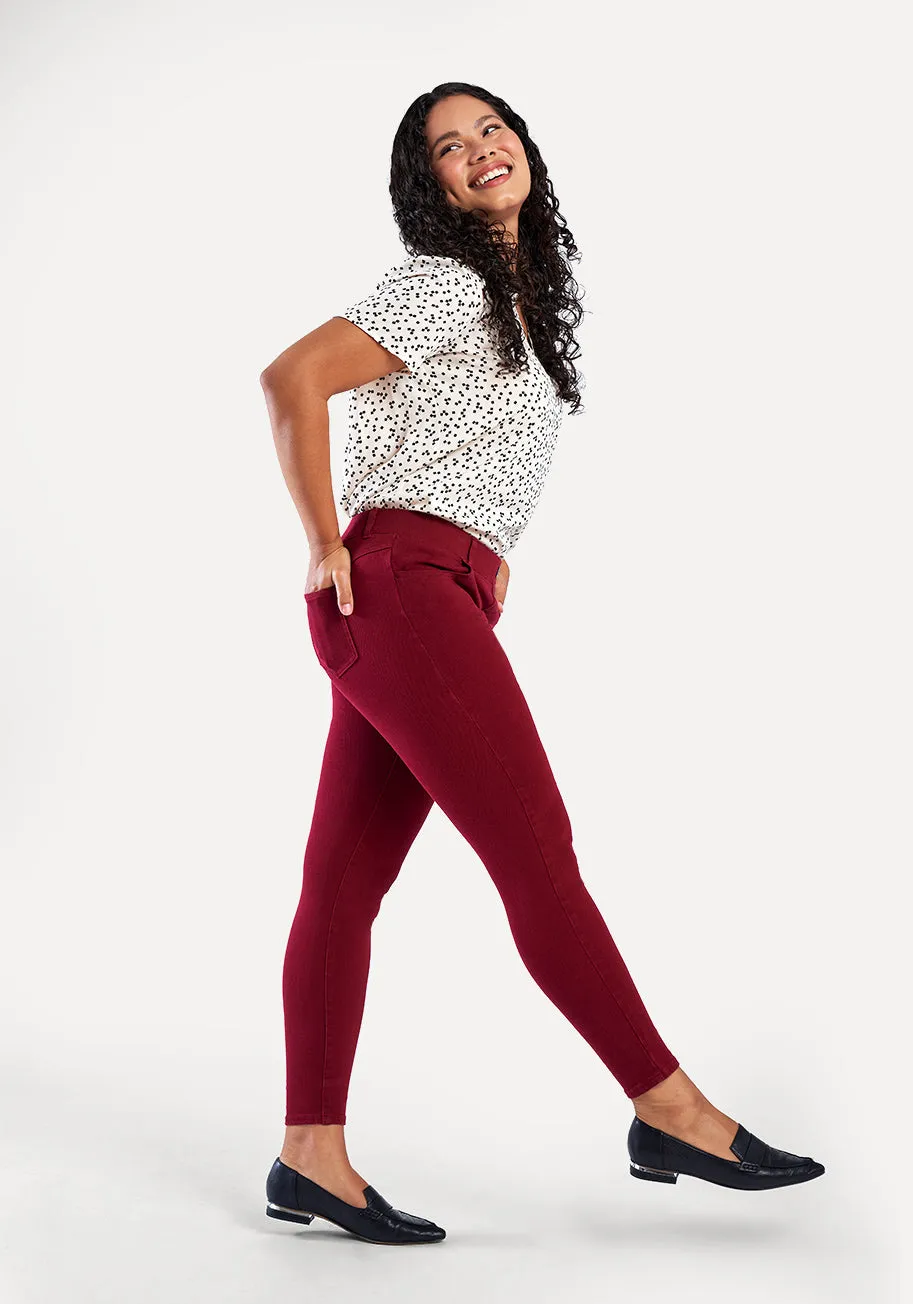 Skinny-Leg | 4-Pocket Betabrand Yoga Denim (Oxblood) sold by Betabrand product image thumbnail 4
