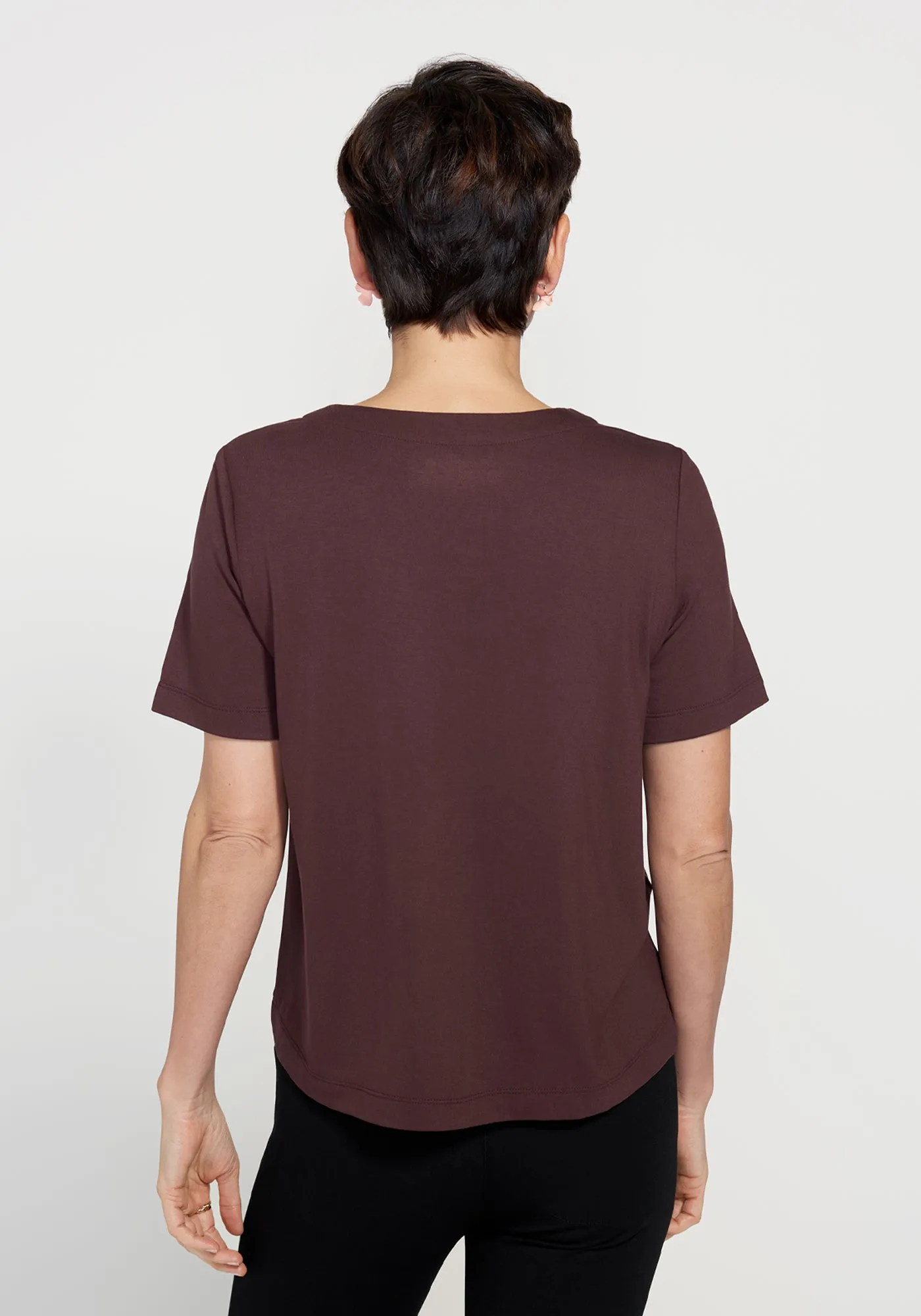 Essential V-Neck Short Sleeve (Cherrywood) sold by Betabrand product image thumbnail 2