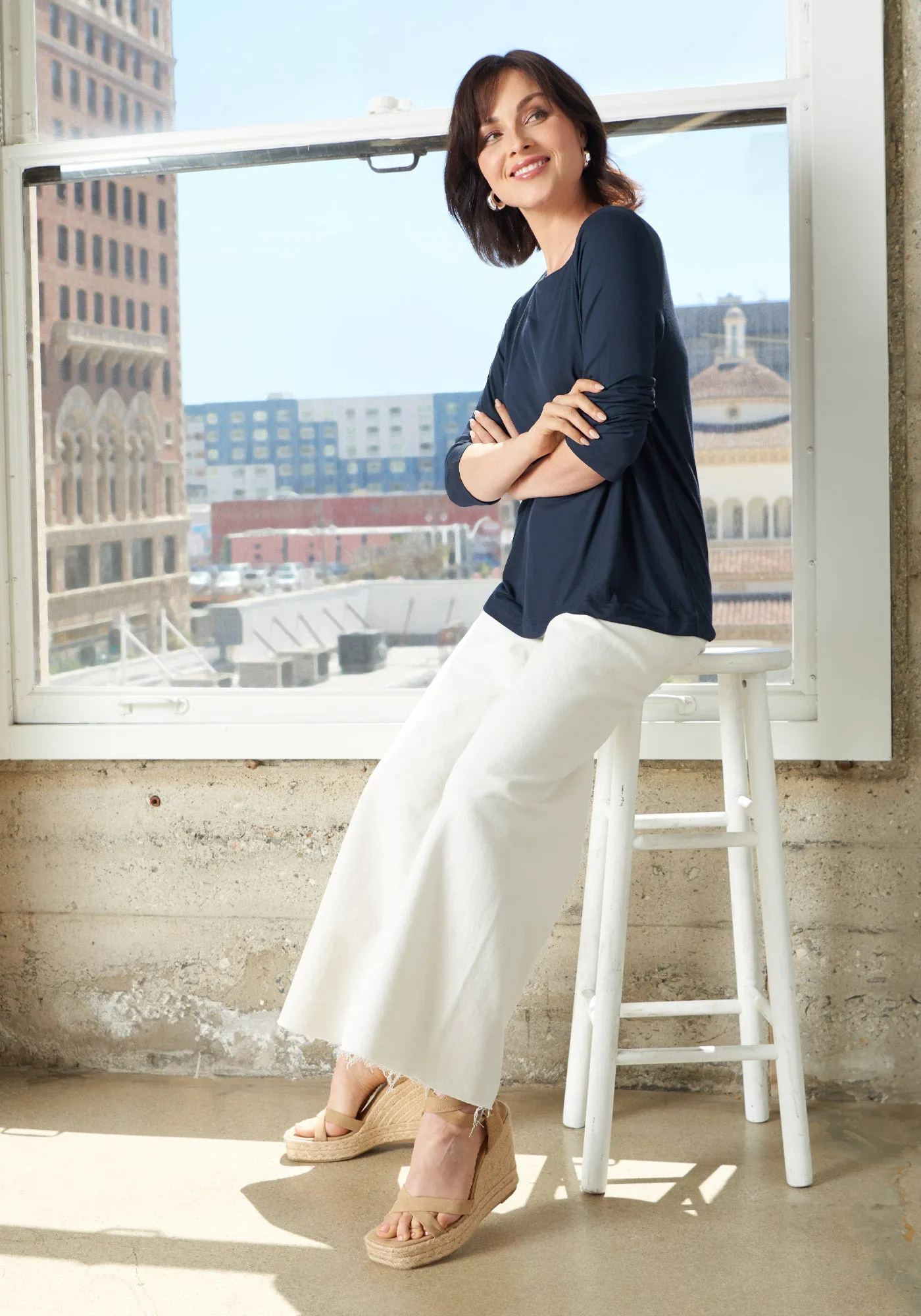 Essential 3/4 Sleeve Boatneck (Navy) sold by Betabrand product image thumbnail 5