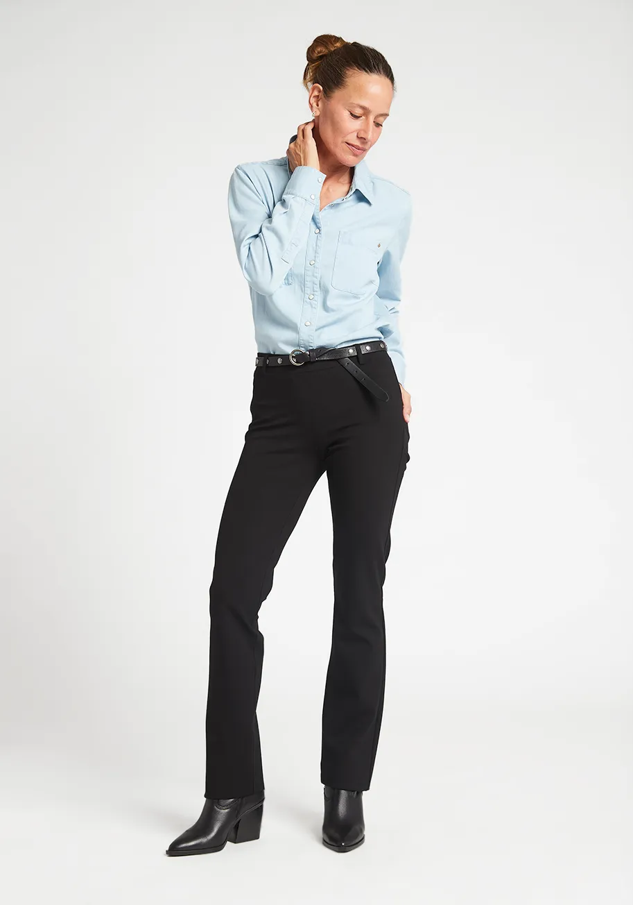 Straight-Leg | Two-Pocket Dress Pant Yoga Pant (Black) sold by Betabrand