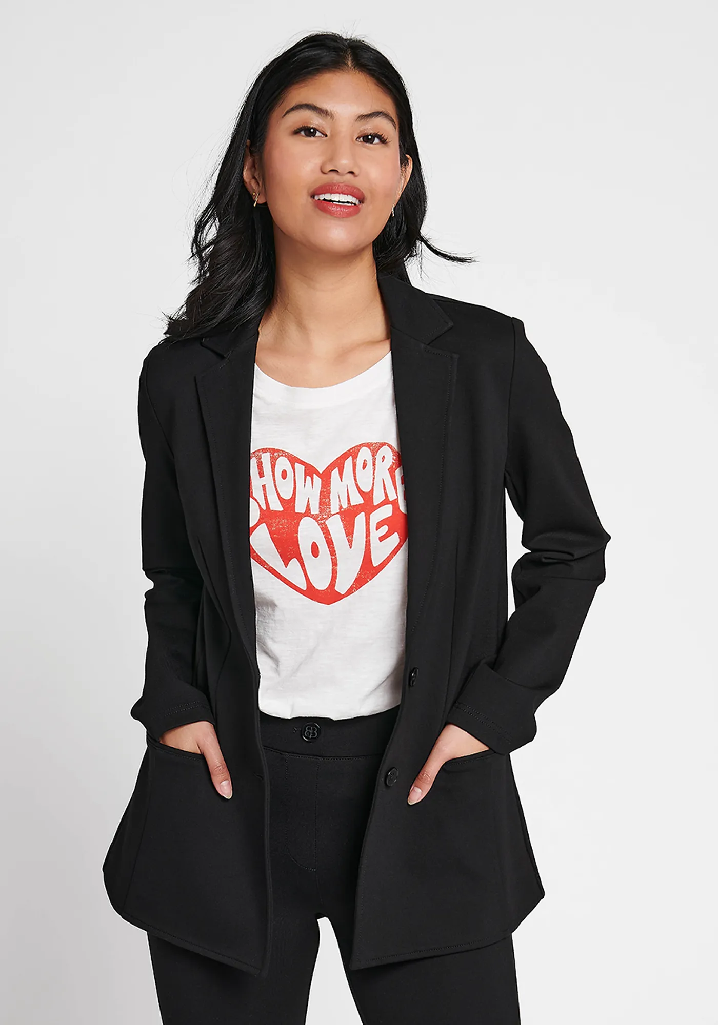 Classic Blazer | Stretch Ponte (Black) sold by Betabrand