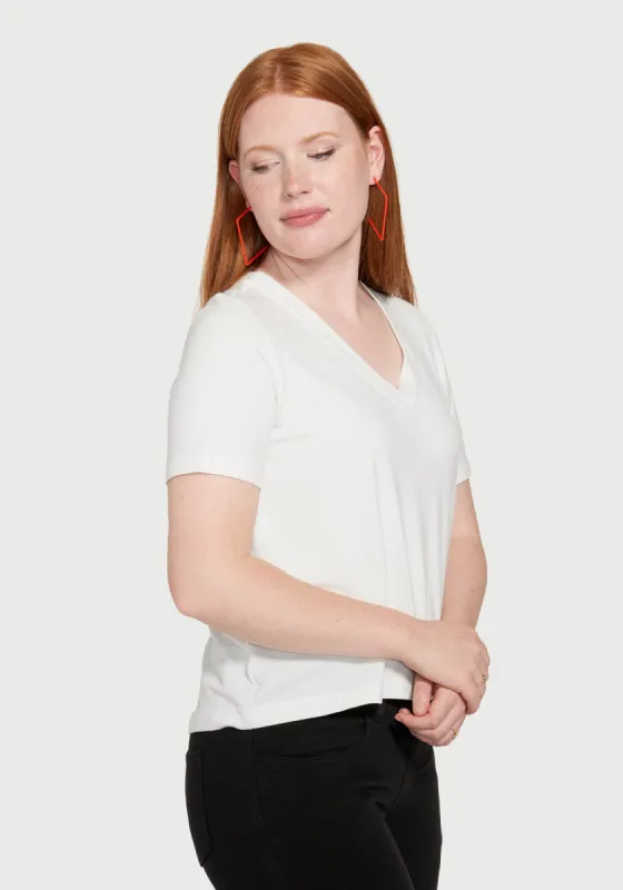 Essential V-Neck Short Sleeve (White) - Final Sale sold by Betabrand