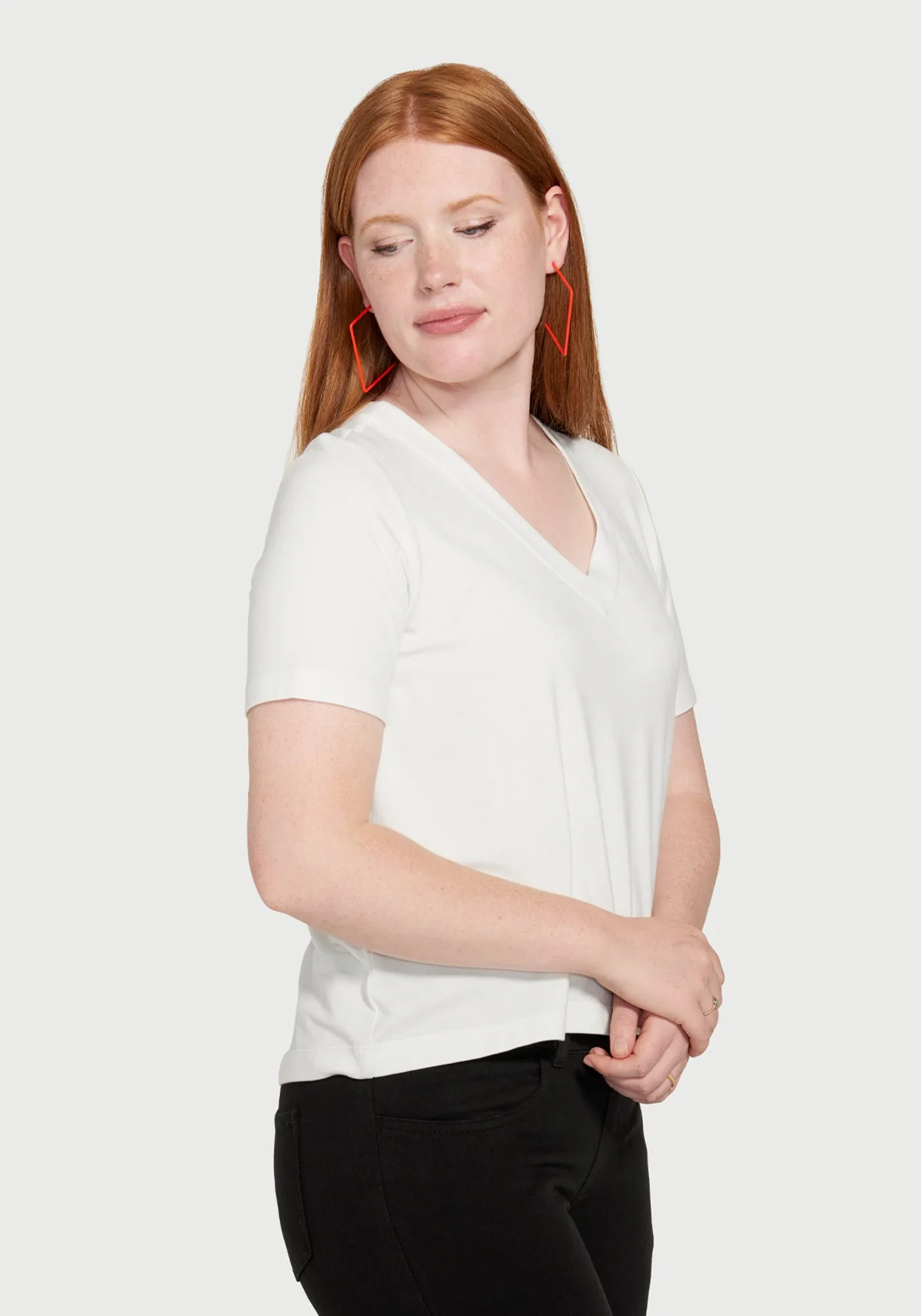 Essential V-Neck Short Sleeve (White) - Final Sale sold by Betabrand