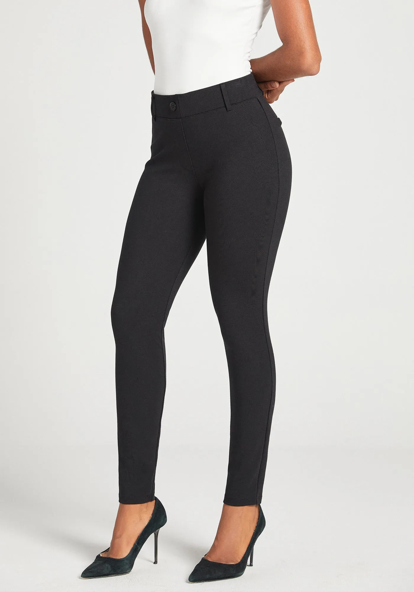 Classic DPYP™ Dress Pant Yoga Pant | Skinny (Black) sold by Betabrand