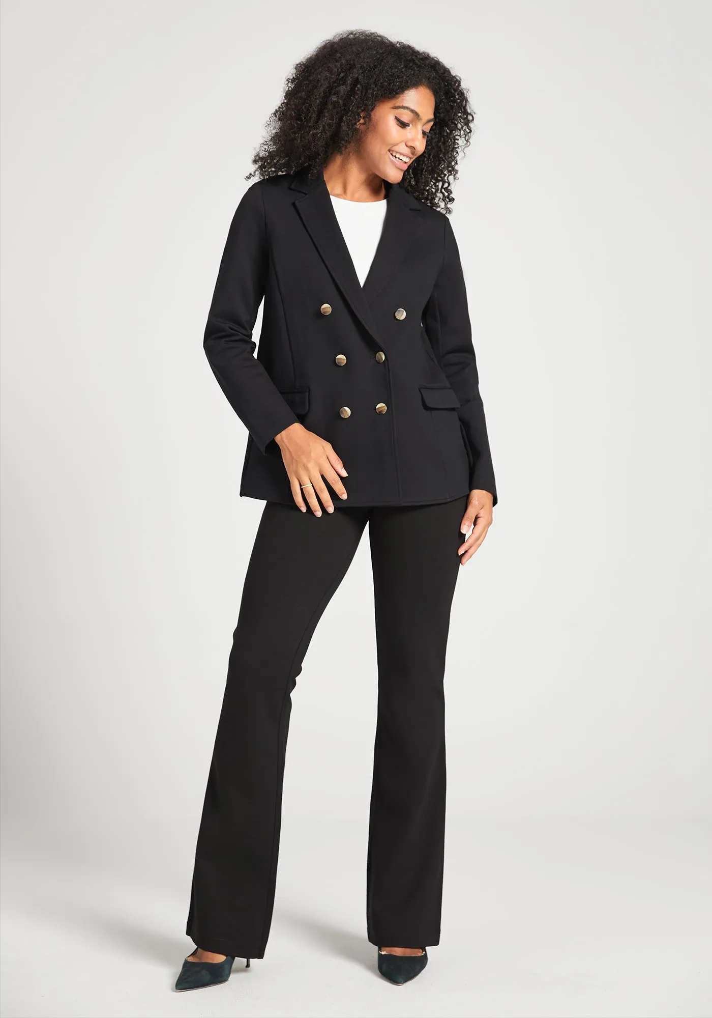 Double Breasted Blazer | Stretch Ponte (Black) sold by Betabrand product image thumbnail 2