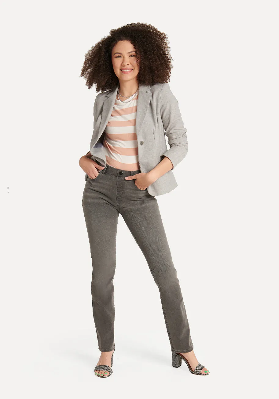Straight-Leg | 4-Pocket Betabrand Yoga Denim (Rinsed Gray) sold by Betabrand
