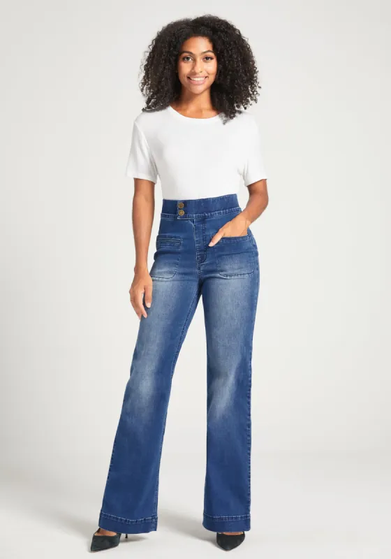 Farah Jeans | High-Waist Wide-Leg Denim (Canyon Wash) sold by Betabrand