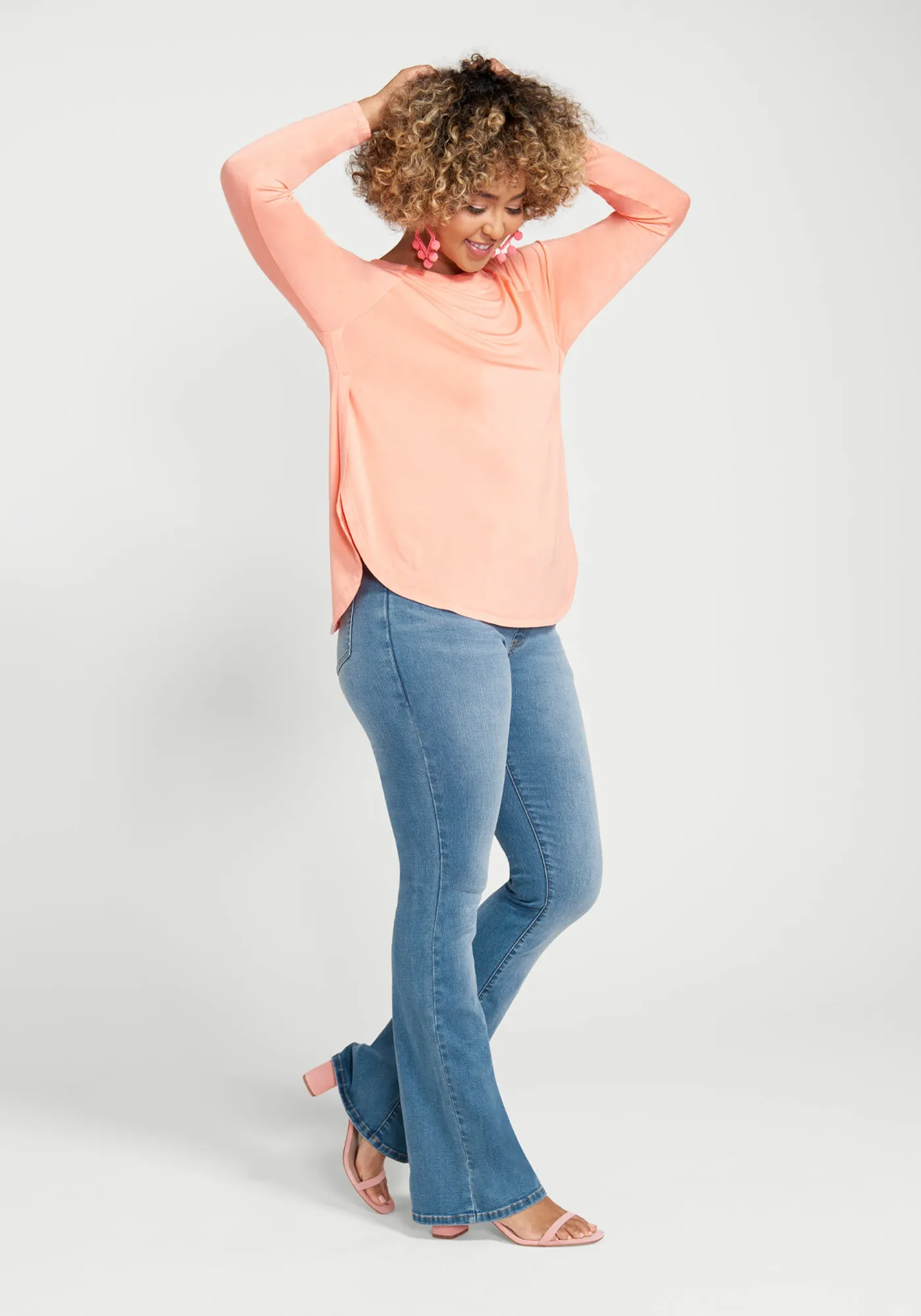Essential Split Hem Long Sleeve (Pale Coral) sold by Betabrand product image thumbnail 4