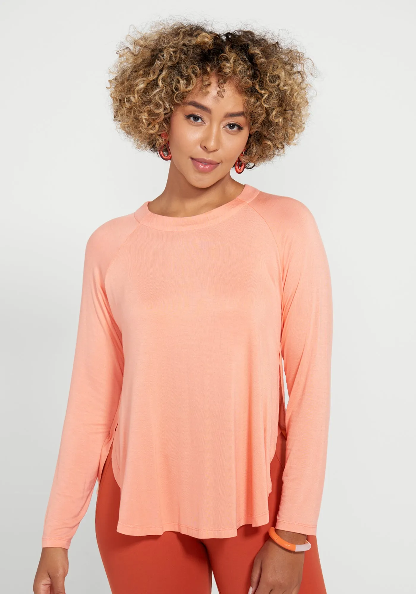 Essential Split Hem Long Sleeve (Pale Coral) sold by Betabrand