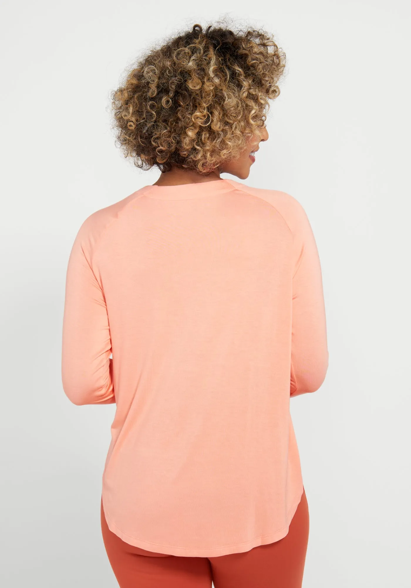 Essential Split Hem Long Sleeve (Pale Coral) sold by Betabrand product image thumbnail 2