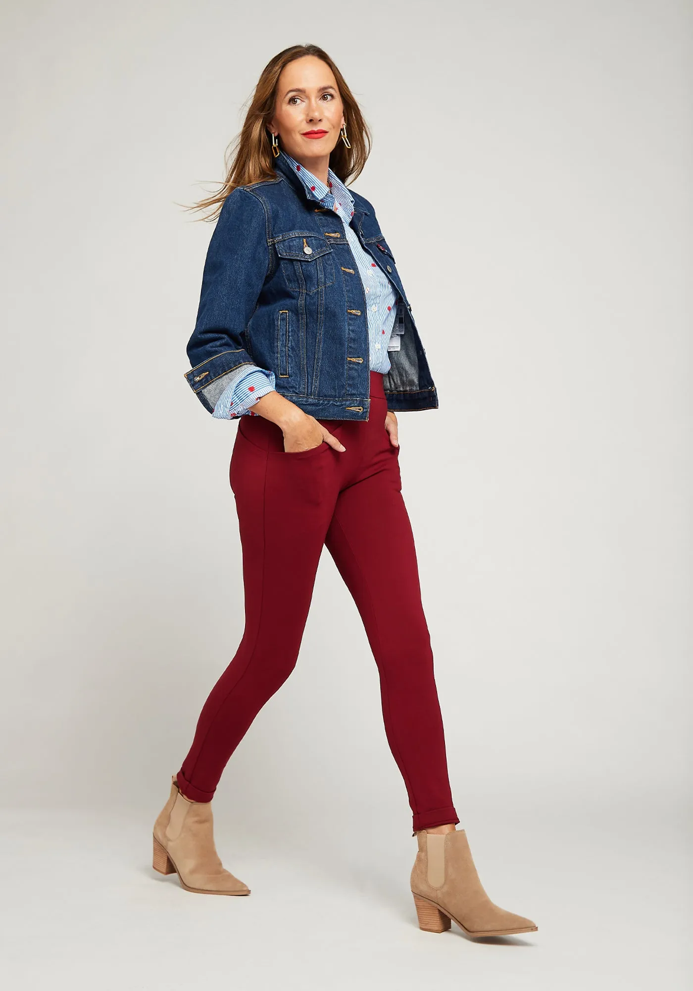 Journey Pant | Skinny (Oxblood) sold by Betabrand product image thumbnail 4