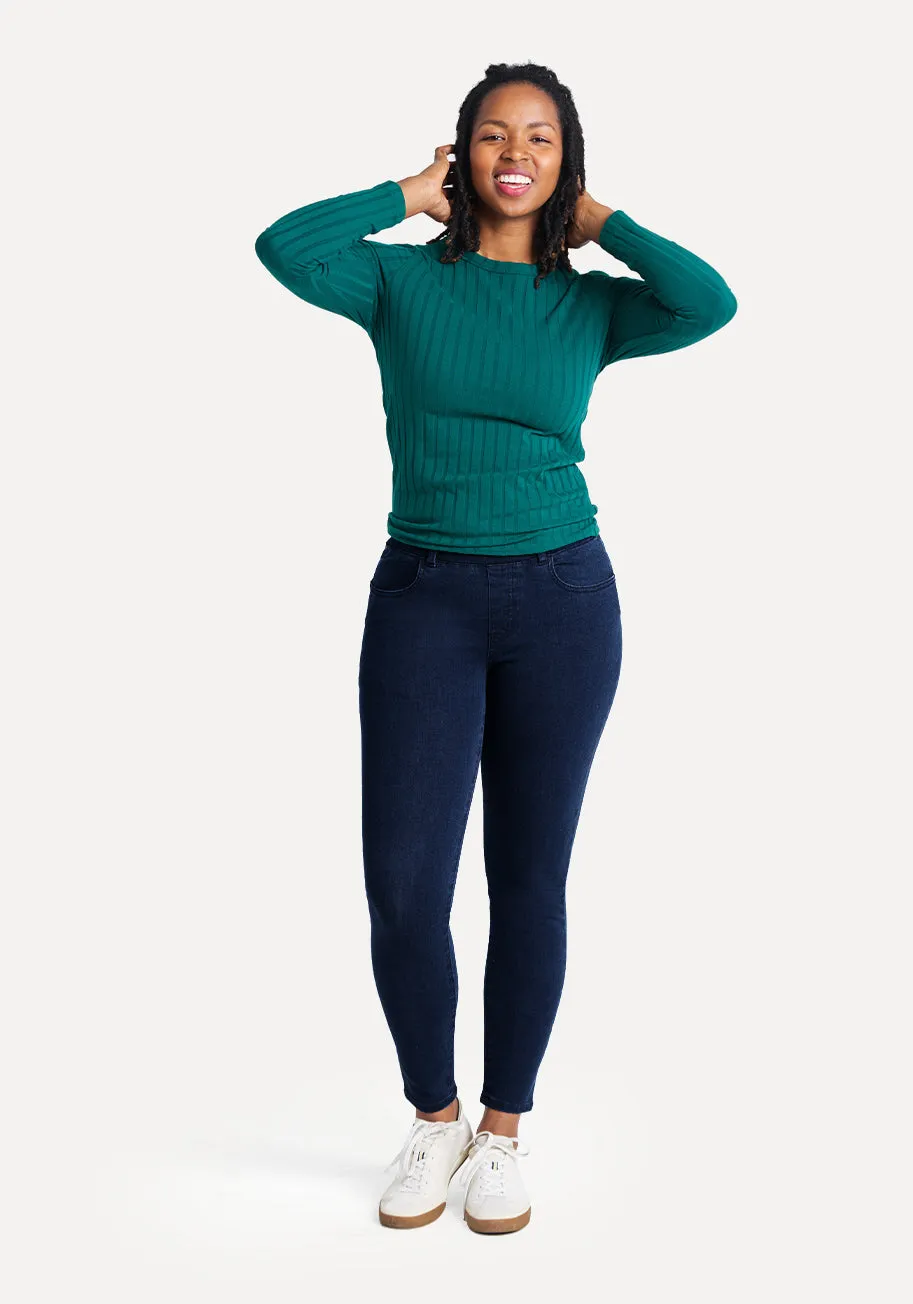 Skinny-Leg | 4-Pocket Betabrand Yoga Denim (Dark Indigo) - Final Sale sold by Betabrand product image thumbnail 4