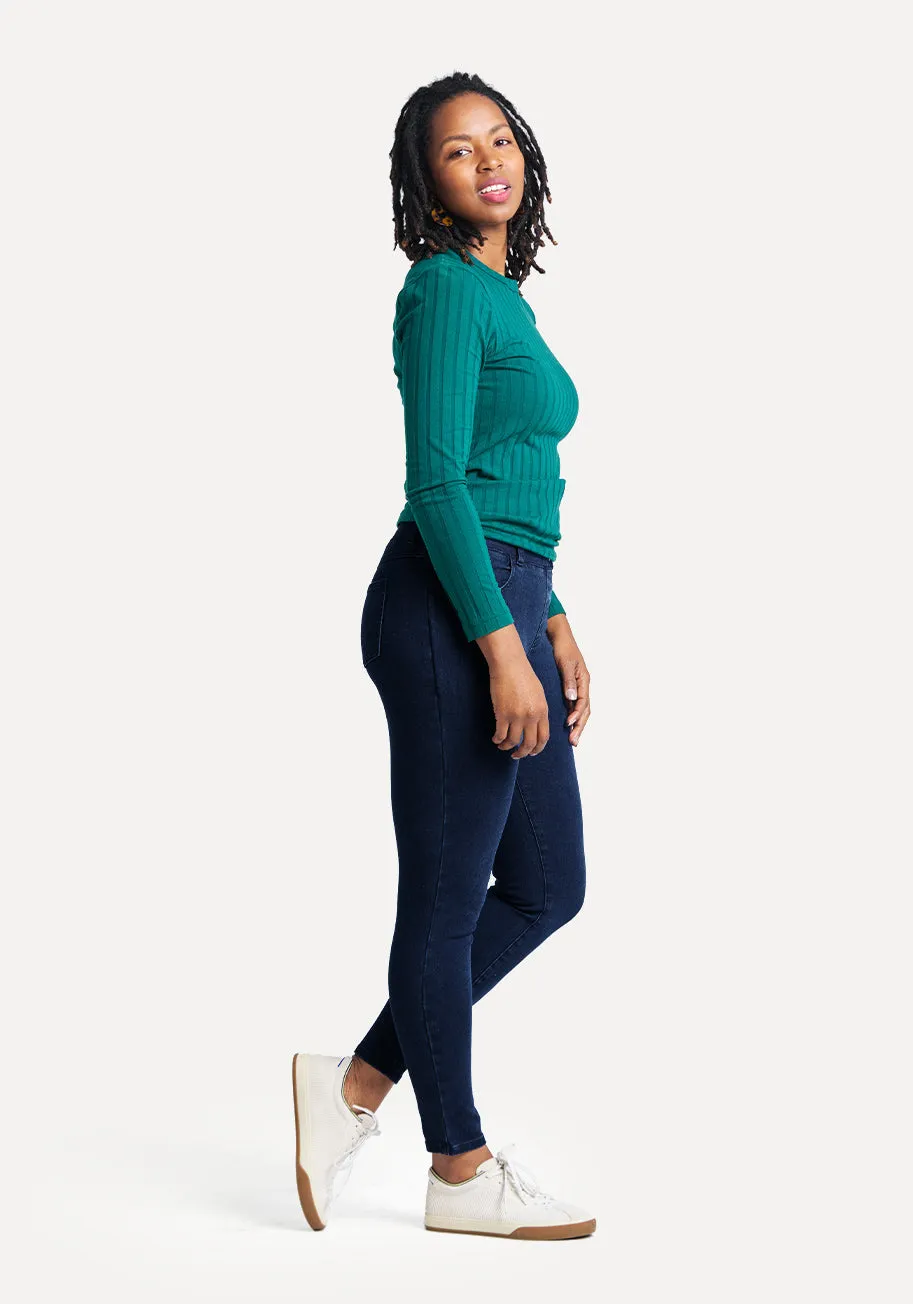 Skinny-Leg | 4-Pocket Betabrand Yoga Denim (Dark Indigo) - Final Sale sold by Betabrand
