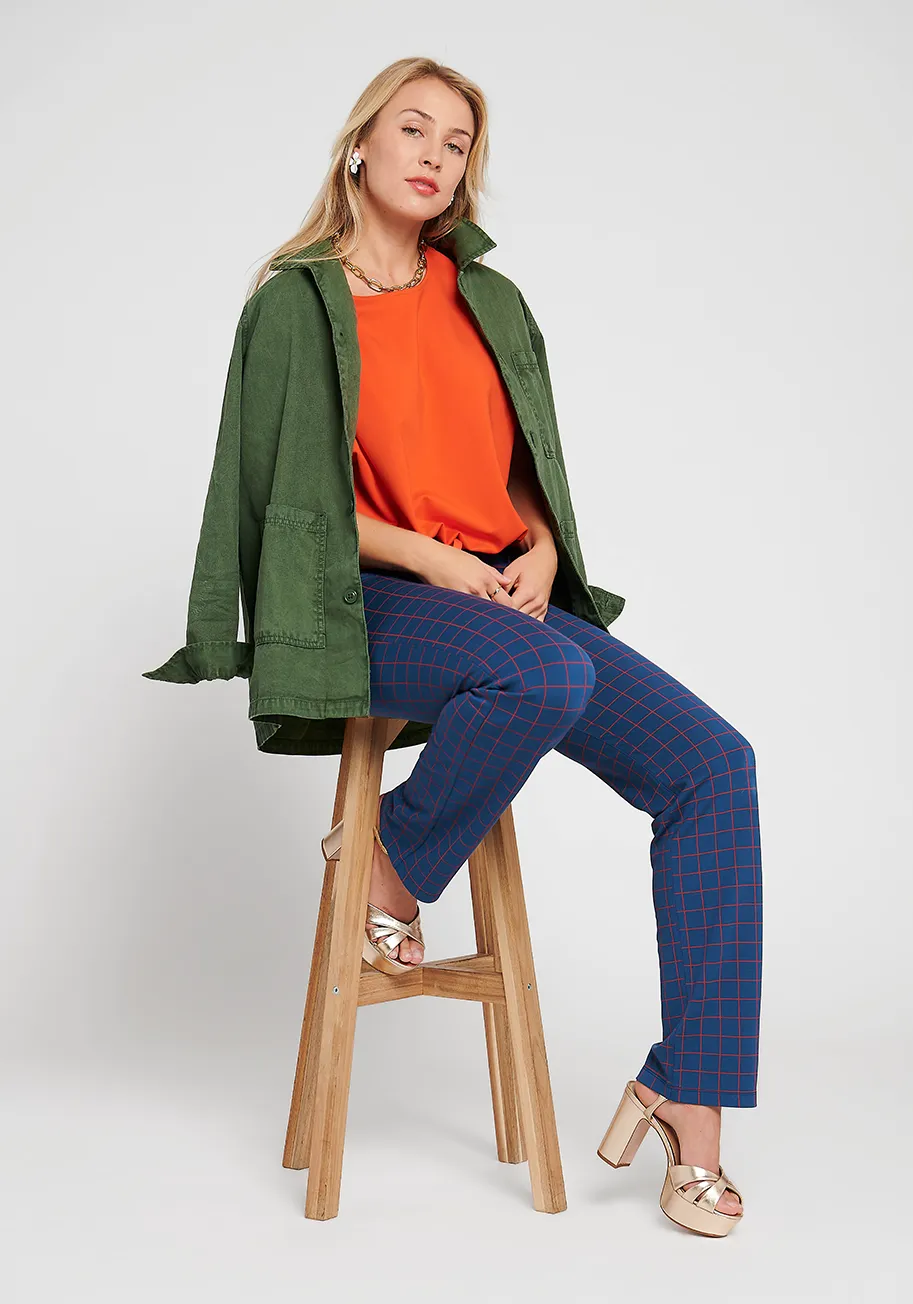 Classic Dress Pant Yoga Pant | Straight (Tomato Check) sold by Betabrand product image thumbnail 4