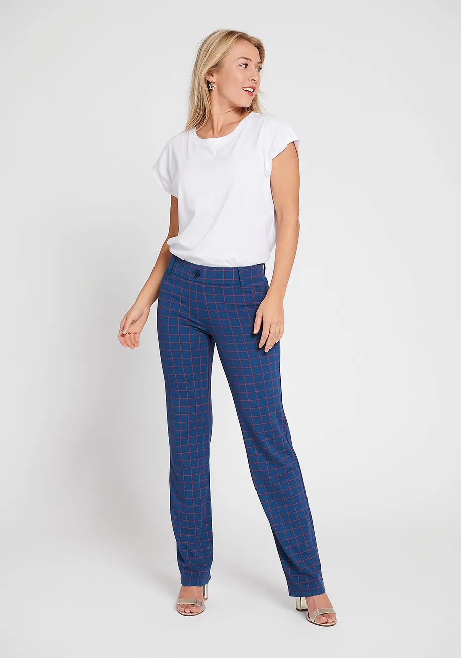 Classic Dress Pant Yoga Pant | Straight (Tomato Check) sold by Betabrand