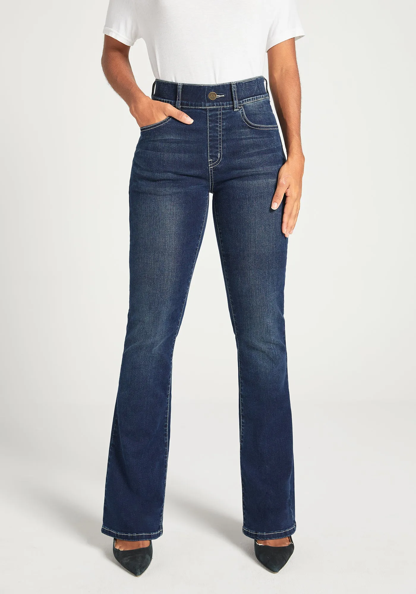 Signature Mid-Rise Denim | Bootcut (Roma Wash) sold by Betabrand