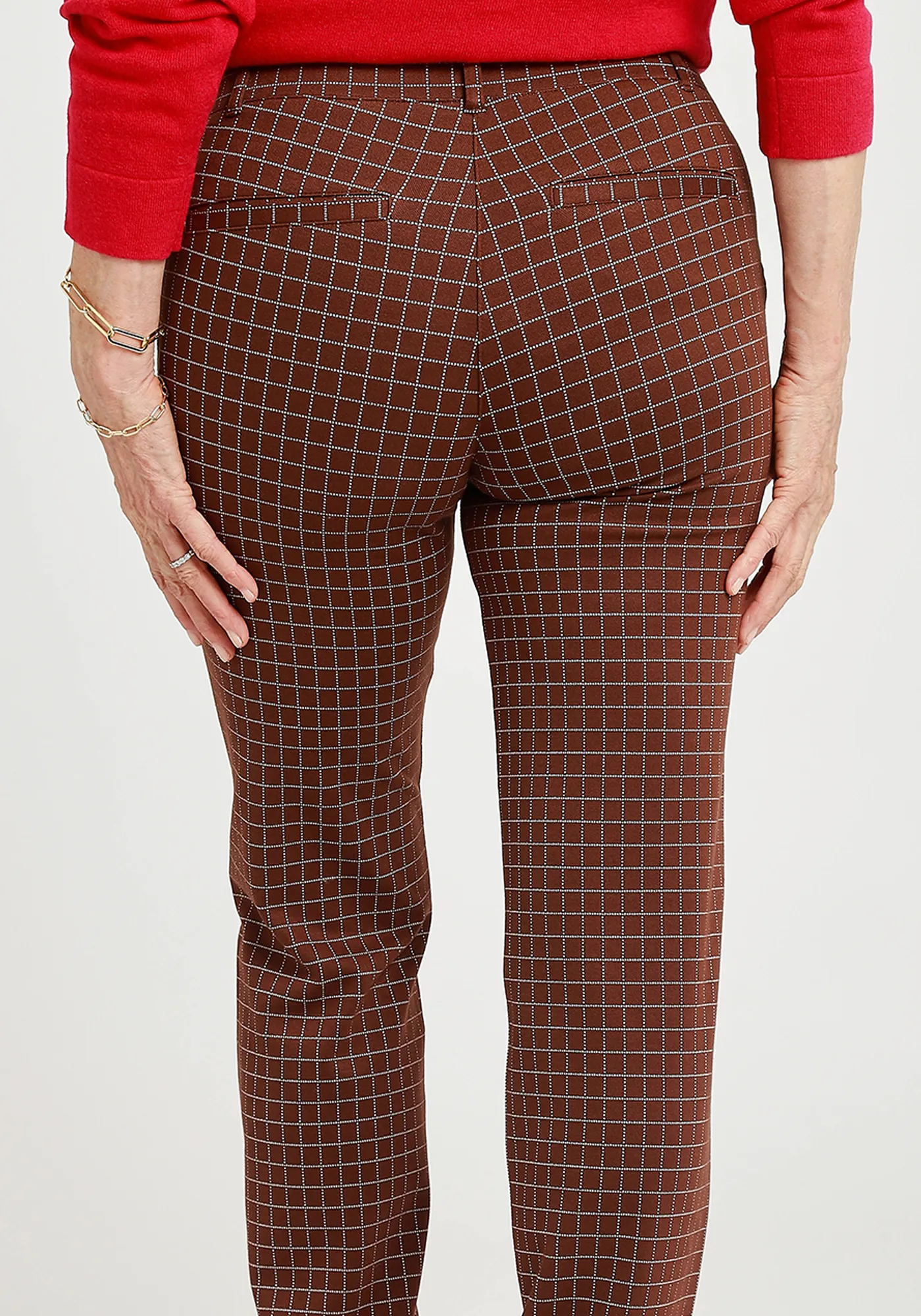 Classic Dress Pant Yoga Pant | Straight (Driftwood Check) sold by Betabrand product image thumbnail 3