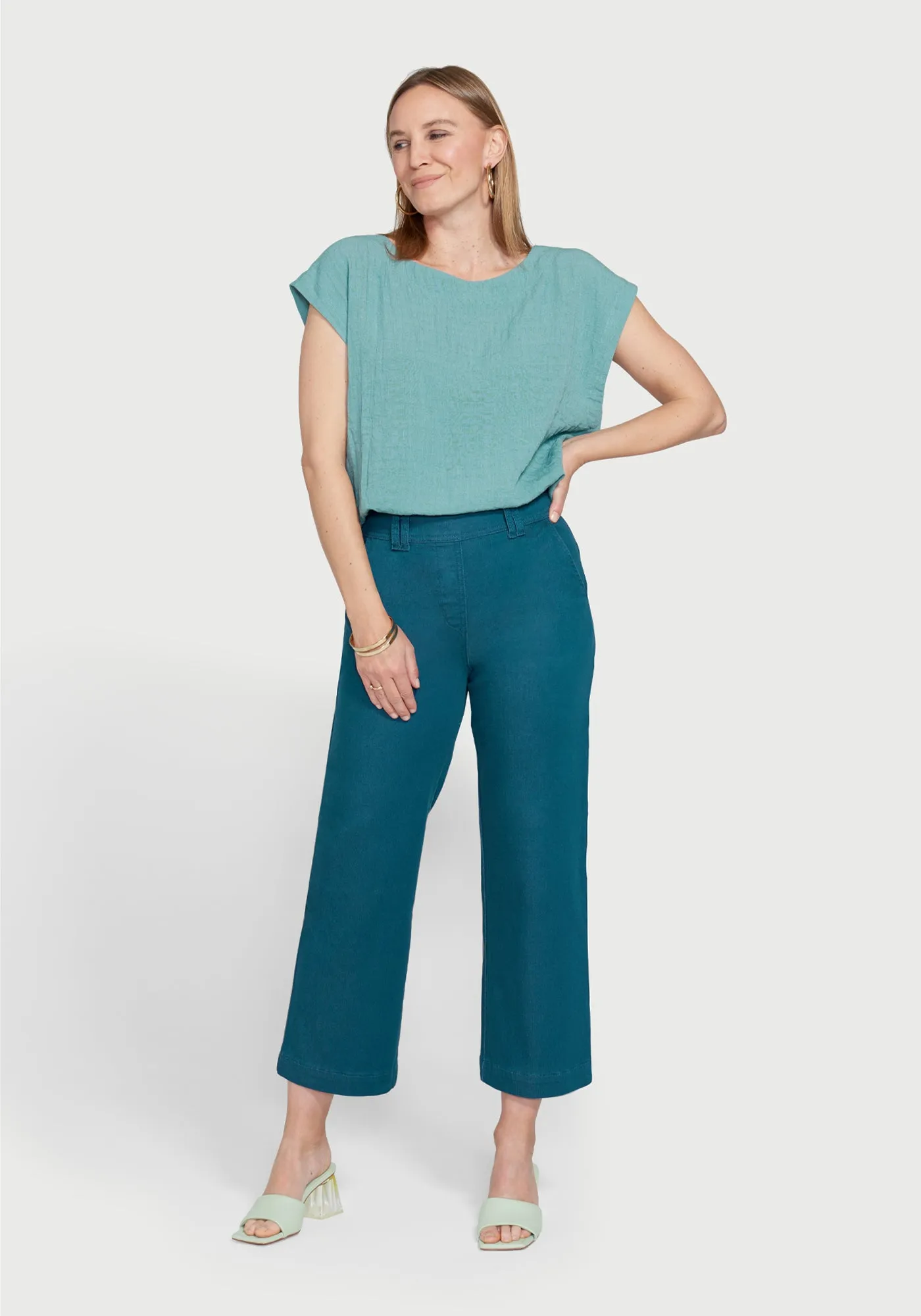 Burton Twill Crop Chino | Wide (Dark Ocean) sold by Betabrand