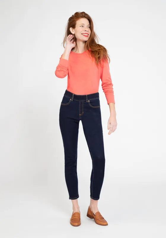 Mission High-Rise Denim | Skinny (Contrast Dark Indigo) sold by Betabrand