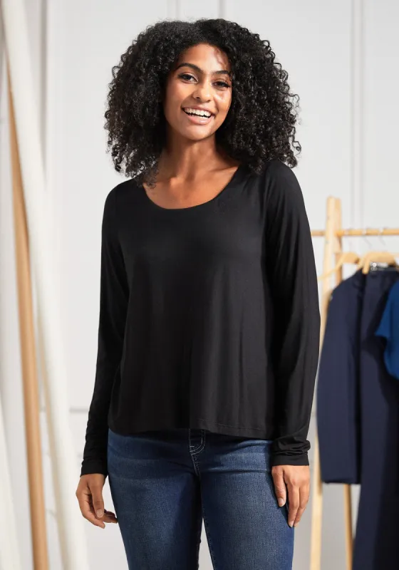 Essential Scoop Long Sleeve (Black) sold by Betabrand